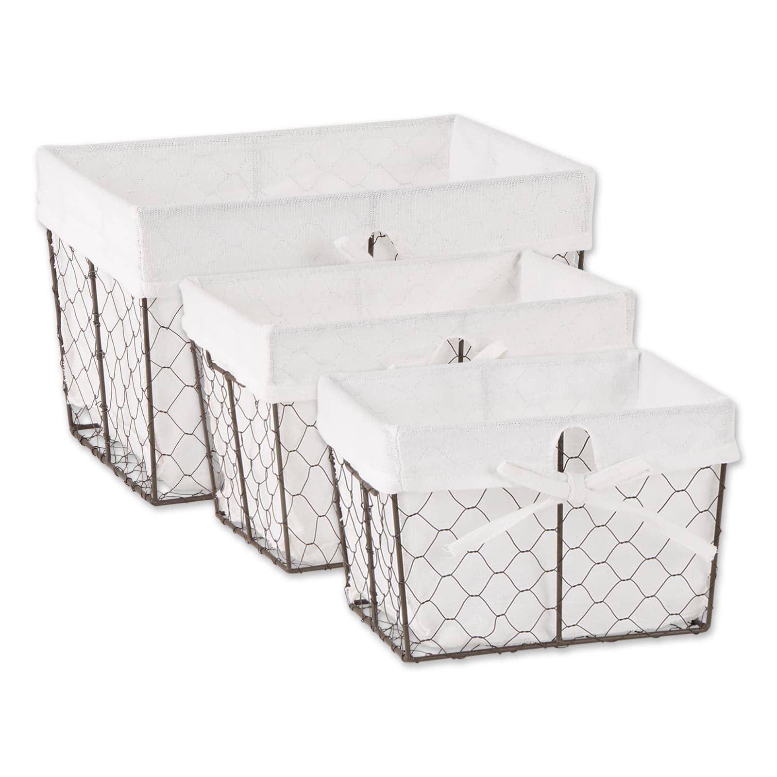 DII® Vintage Gray Chicken Wire Basket with Bleached White Liner, 3ct.