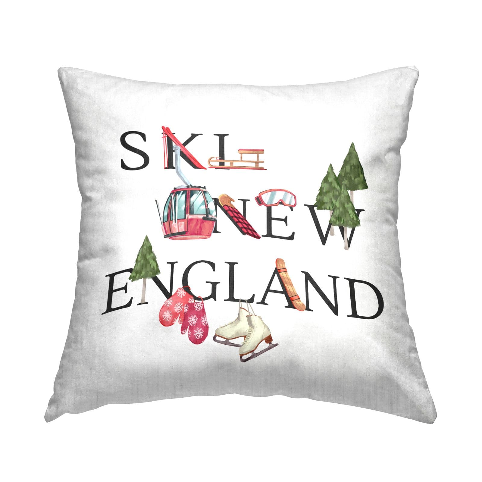 Stupell Industries New England Ski Slopes Winter Seasonal Sports Throw Pillow, 18" x 18"