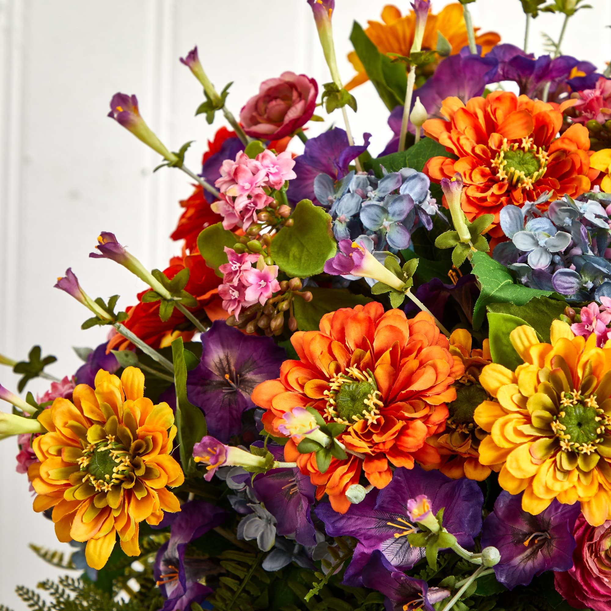 24" Mixed Floral Artificial Arrangement in Blue Vase