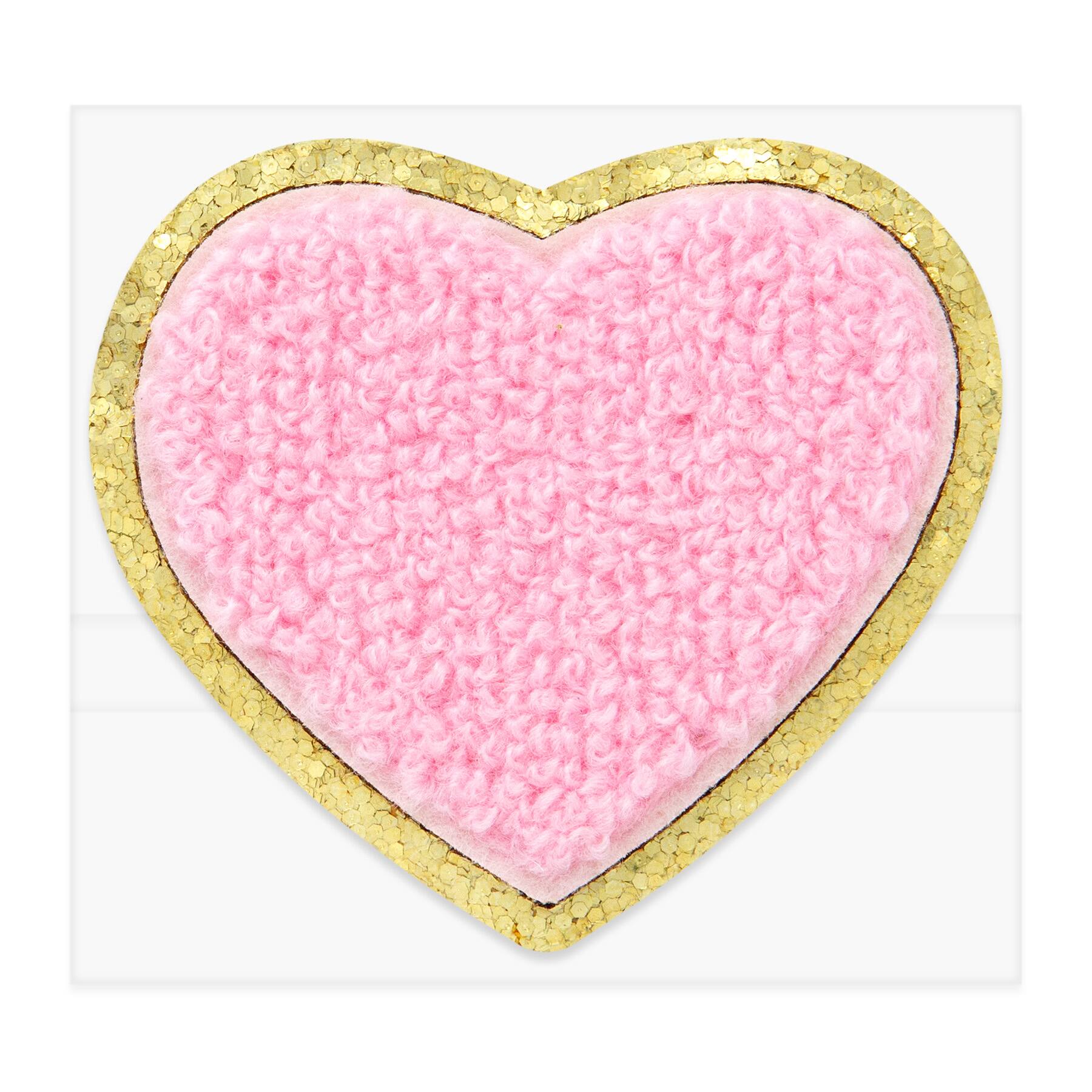 Pink Heart Embroidered Iron-On & Adhesive Patch by Make Market®
