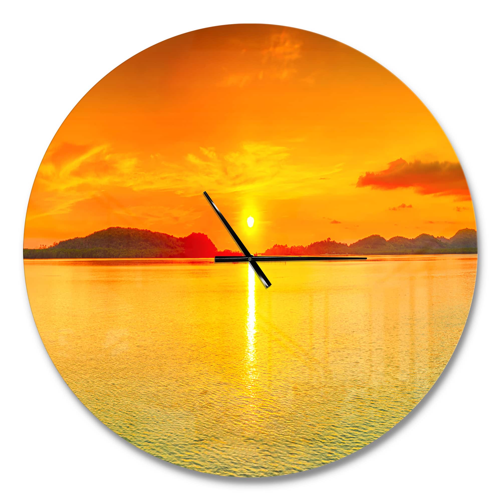 Designart Sunset Panorama Modern Wall Clock