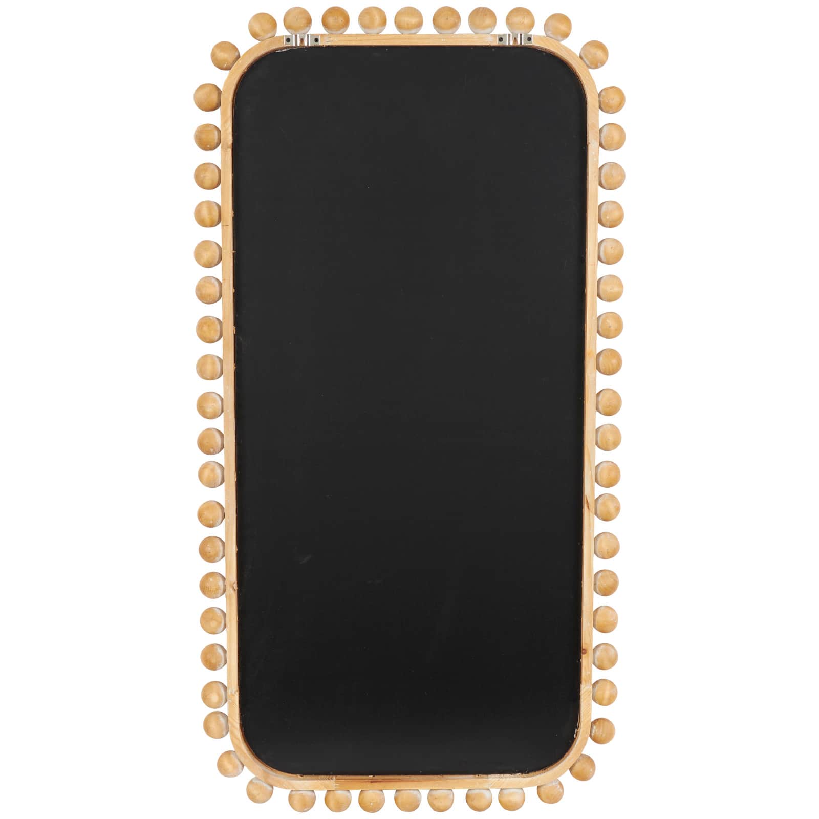 24" x 45" Brown Wood Wall Mirror with Beaded Frame