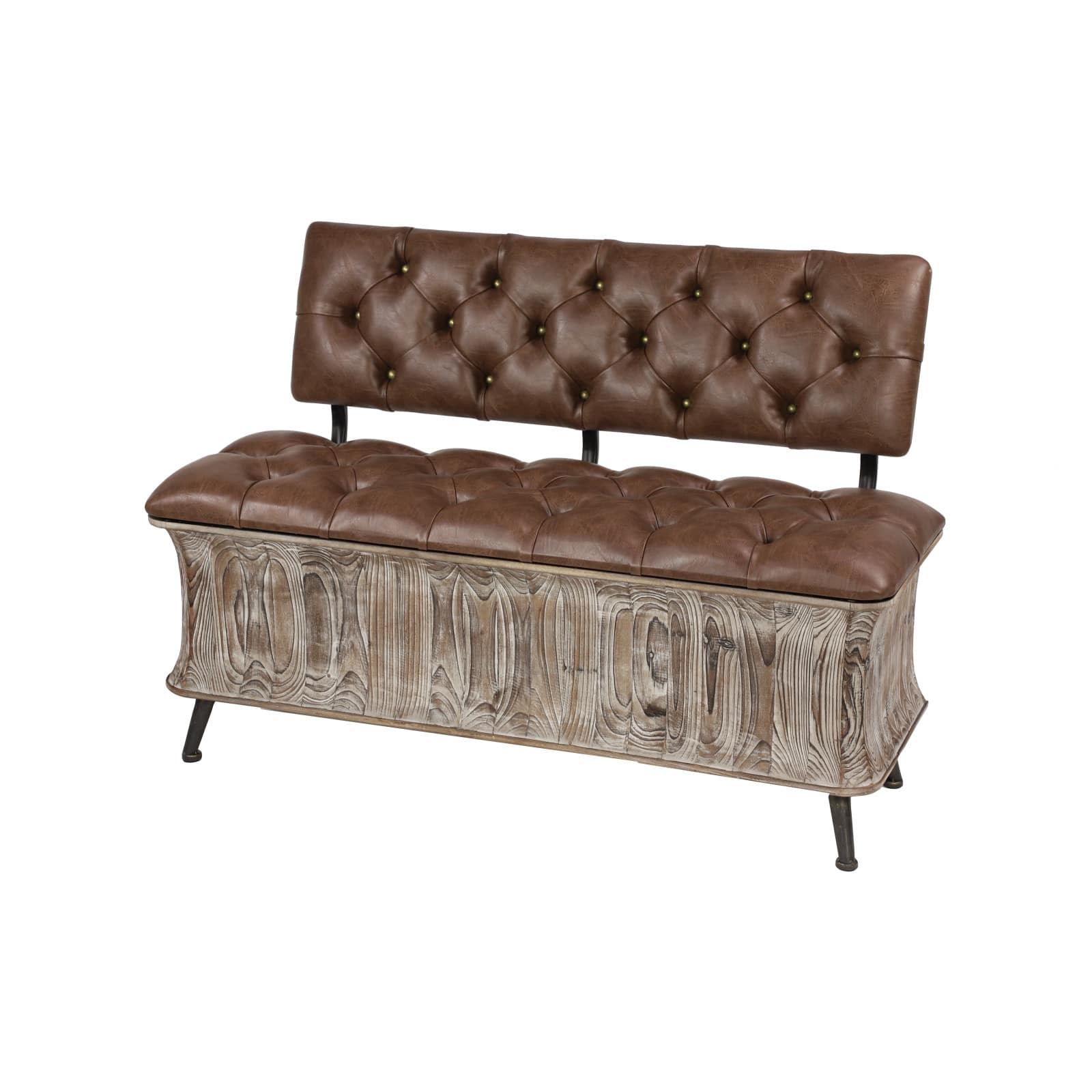 Brown Chinese Fir Rustic Bench, 32" x 47" x 20"