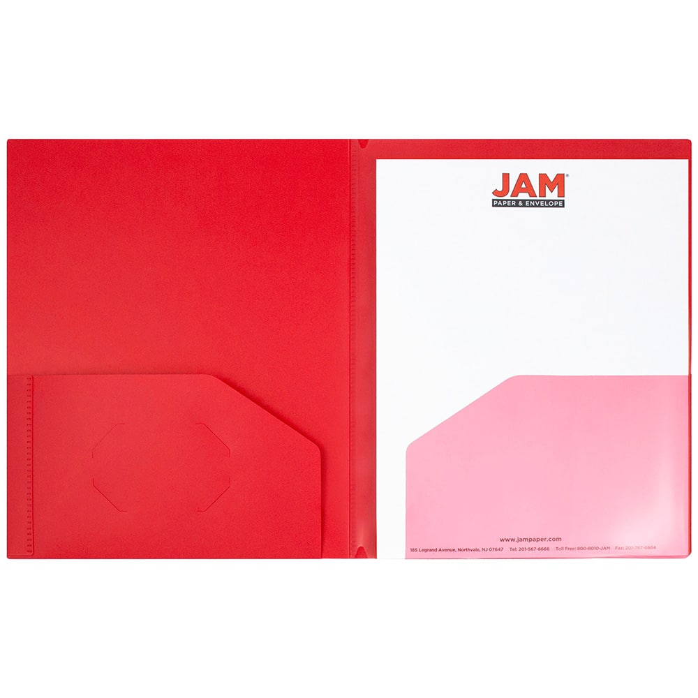 JAM Paper Heavy Duty Plastic 4-Pocket Folder, 2ct.