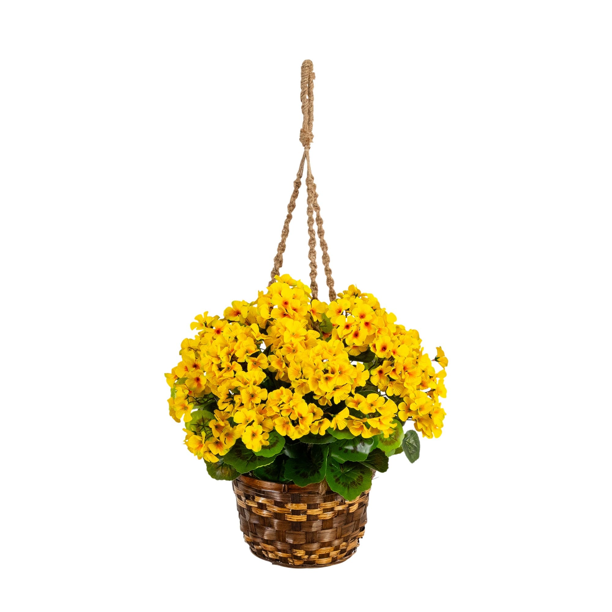 19" UV Resistant Artificial Geranium Plant in Hanging Basket