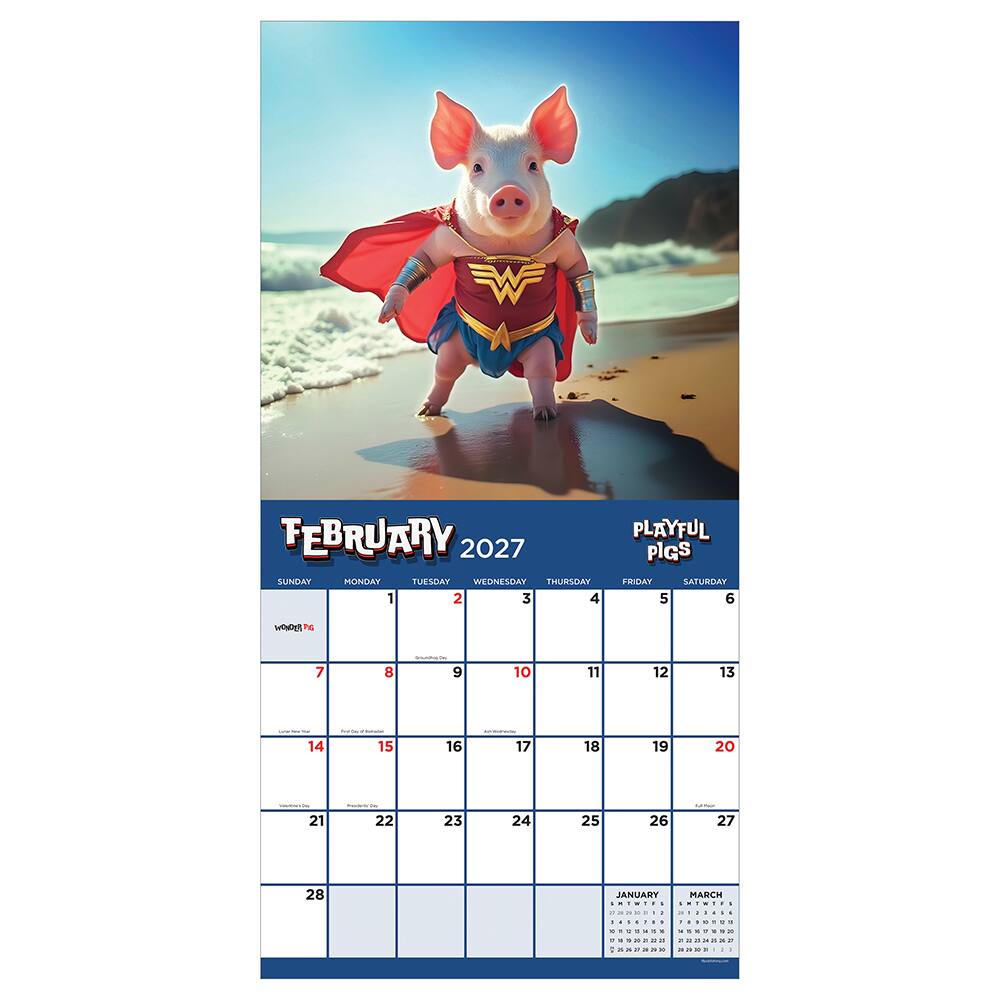 2027 Playful Pigs Wall Calendar