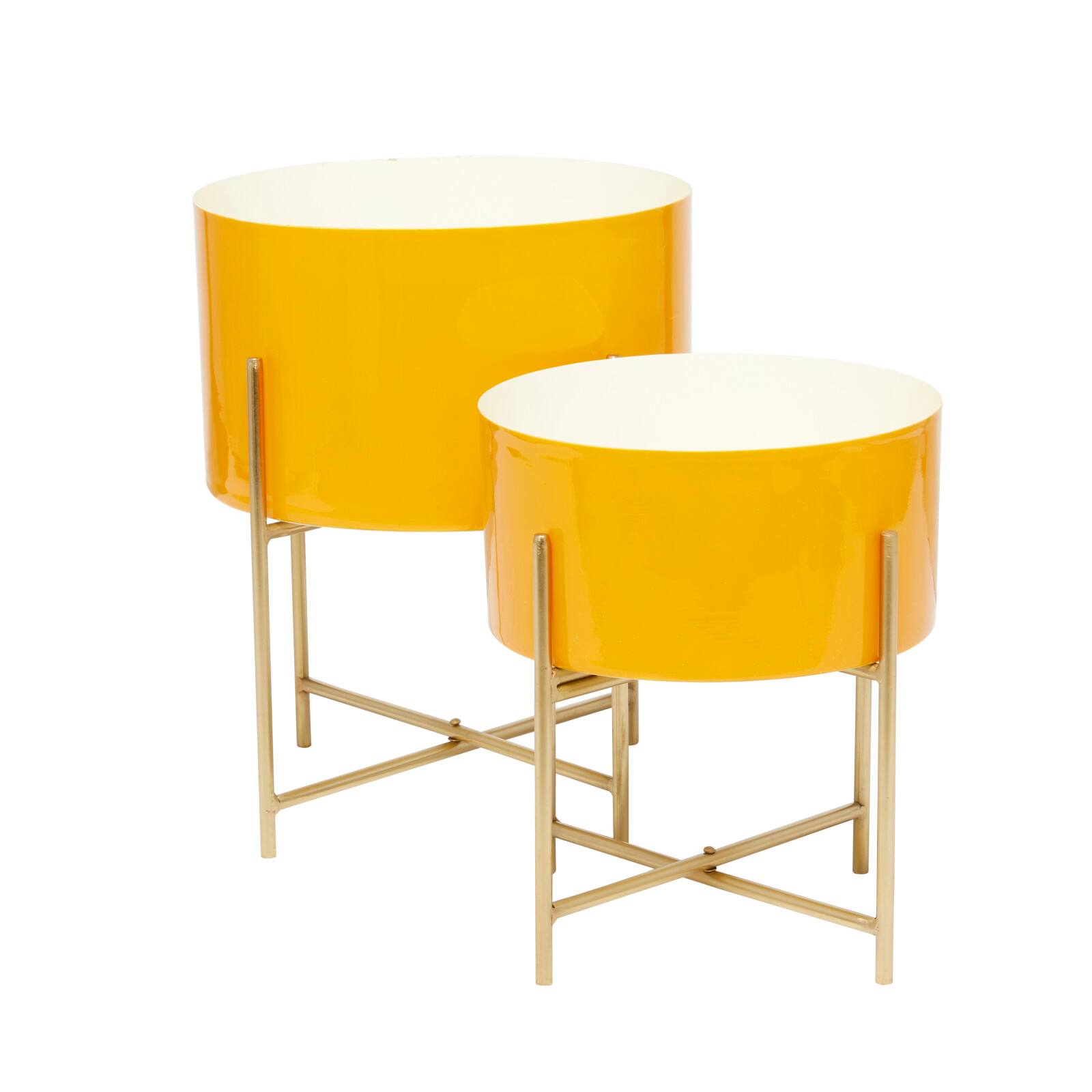 Yellow Modern Planter, Set of 2" 15", 12"