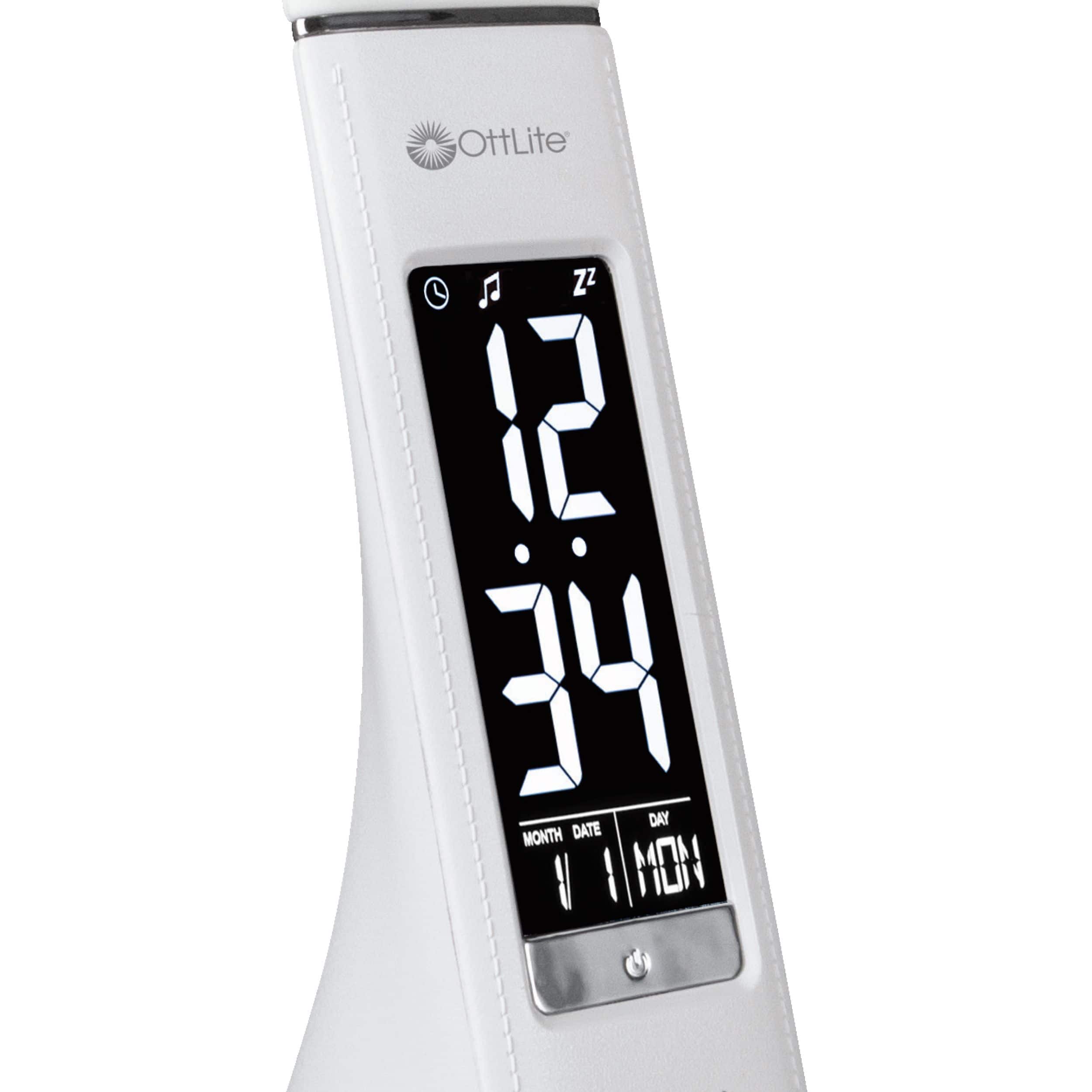 OttLite Thrive LED Sanitizing Desk Lamp with Clock & USB Charging