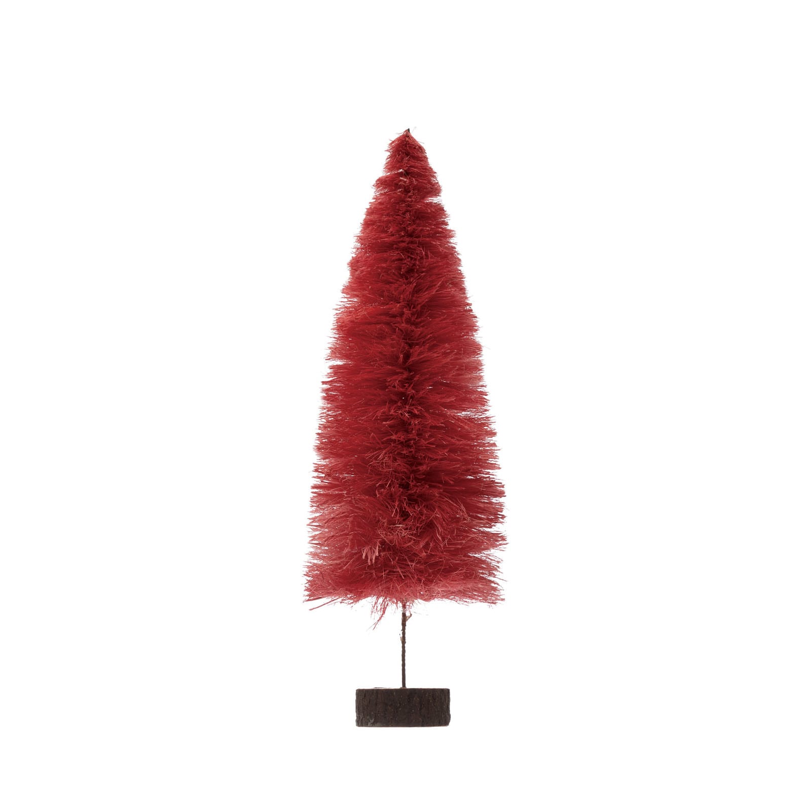 Hello Honey® Berry Red Sisal Bottle Brush Tree with Wood Slice Base