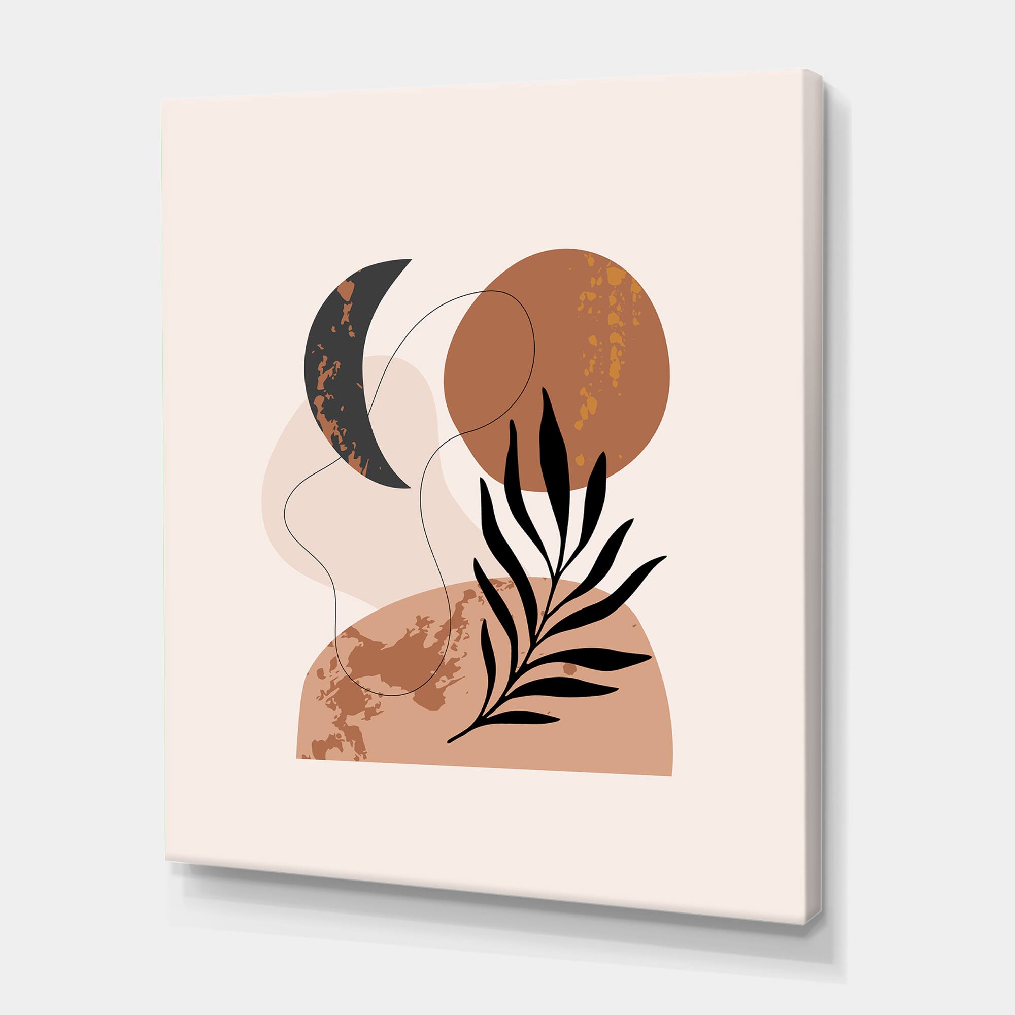 Designart - Moon & Sun Shapes In Retro Terracotta Tones I