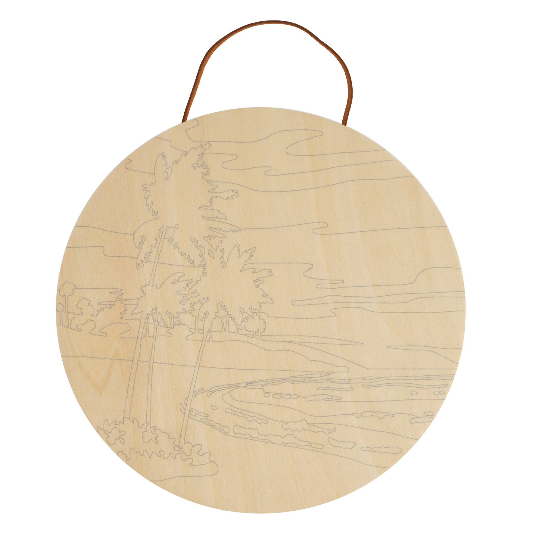 Sunset Beach Paint-by-Number Round Plywood Surface Kit by Artist's Loft®