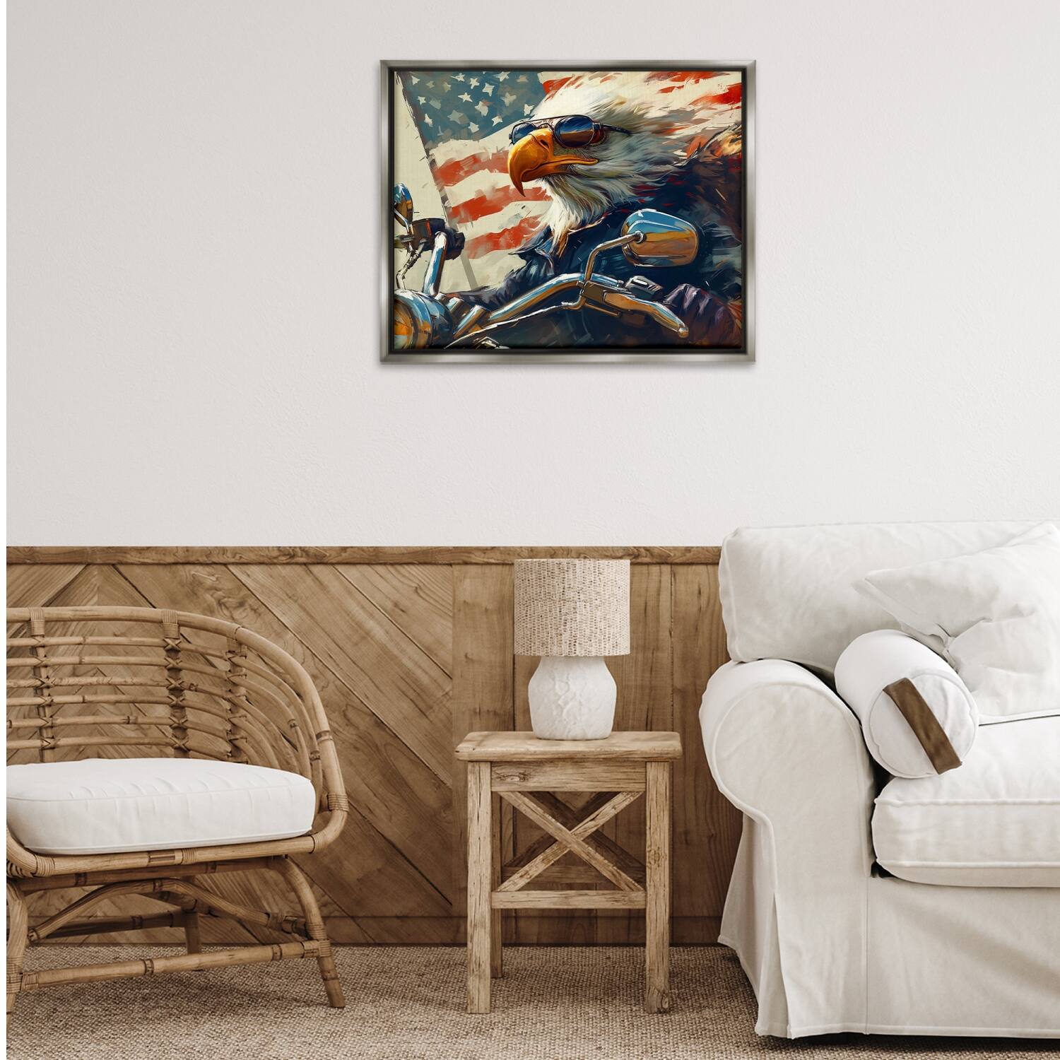 Stupell Industries Patriotic Bald Eagle Floater Framed Art
