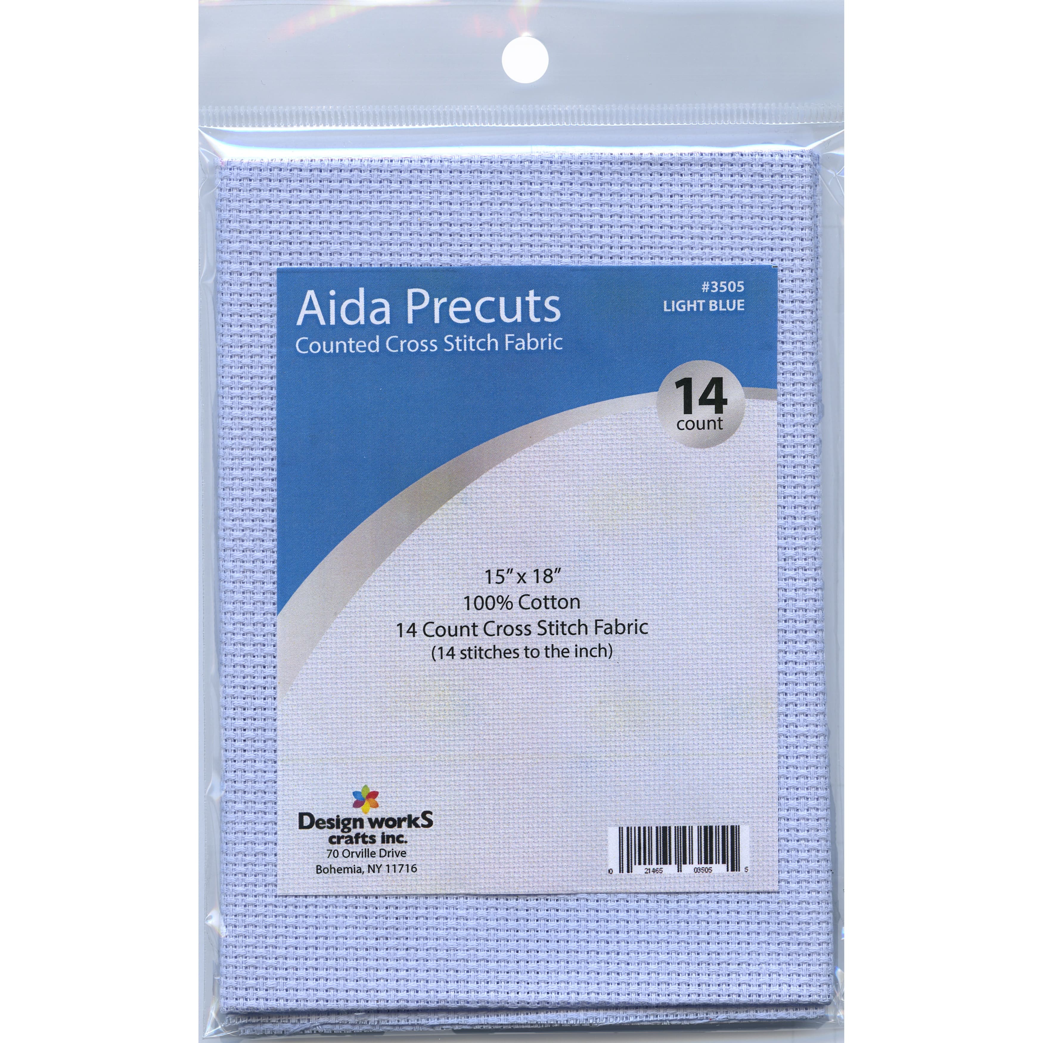 Design Works™ Light Blue Aida 14 Count Cotton Cross Stitch Fabric