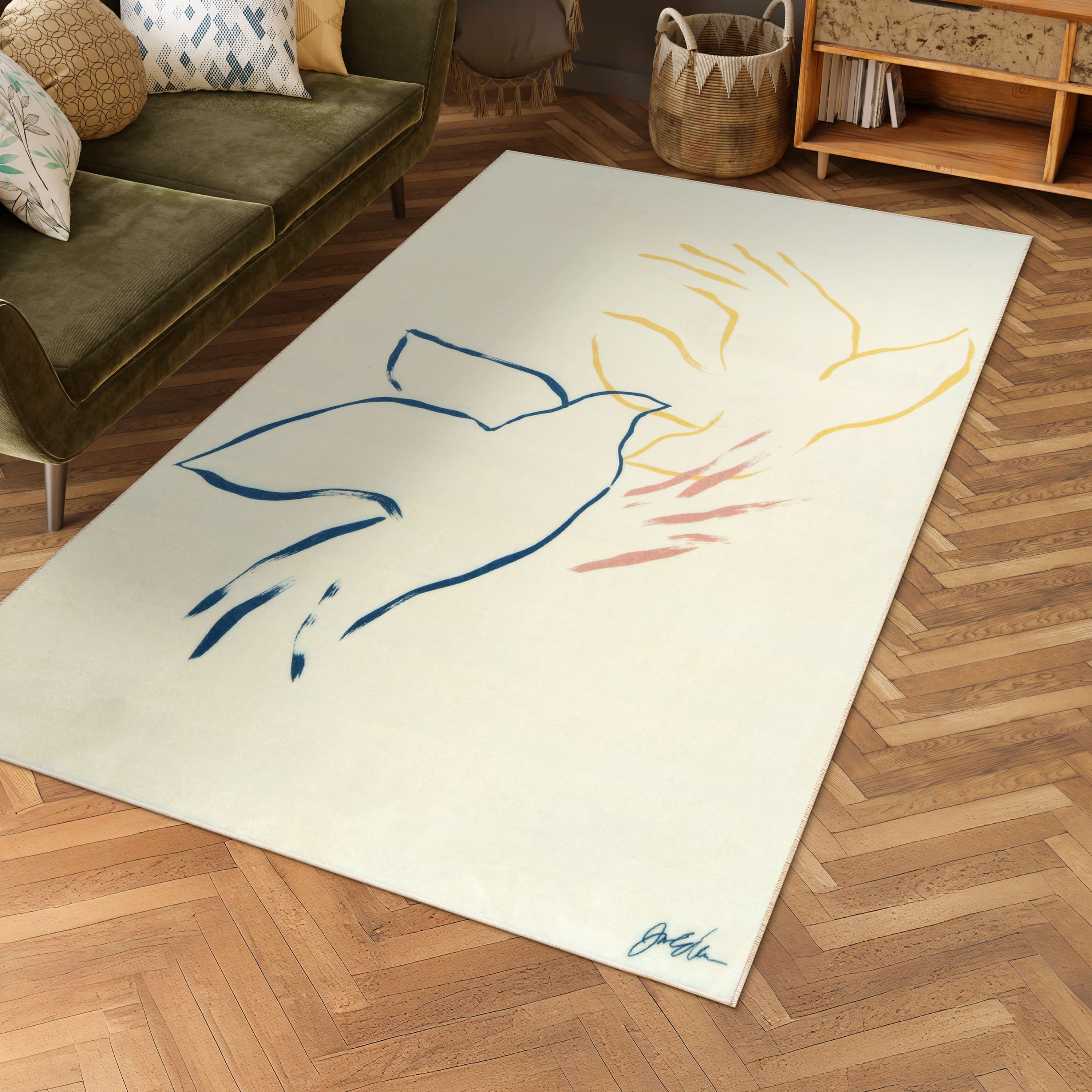 Empire Art Direct 5ft. x 7.5ft. Abstract Flock I Washable Area Rug