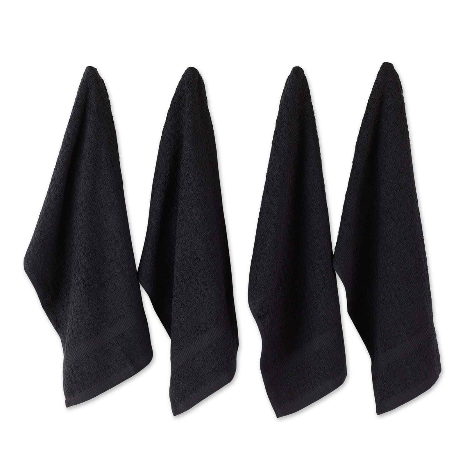 DII® Solid Black Waffle Terry Dishtowel, 4ct.