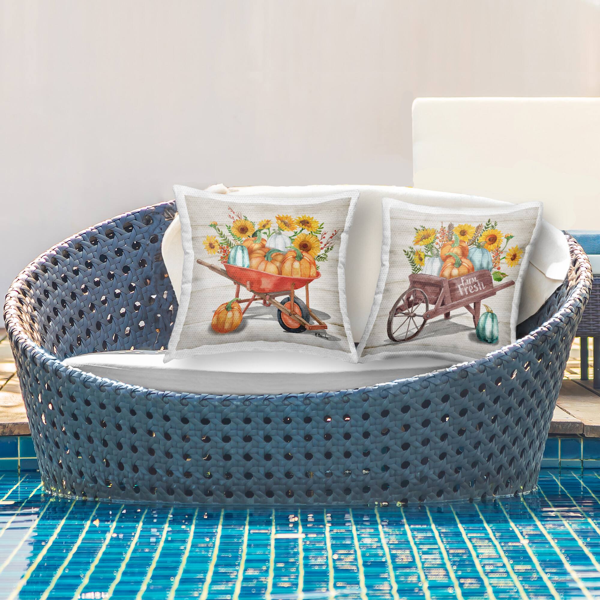 Stupell Industries Fall Harvest Wagons Outdoor Printed Pillow