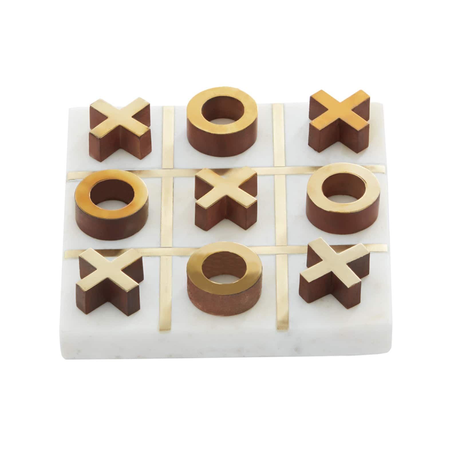 White Marble Tic-Tac-Toe Game Set