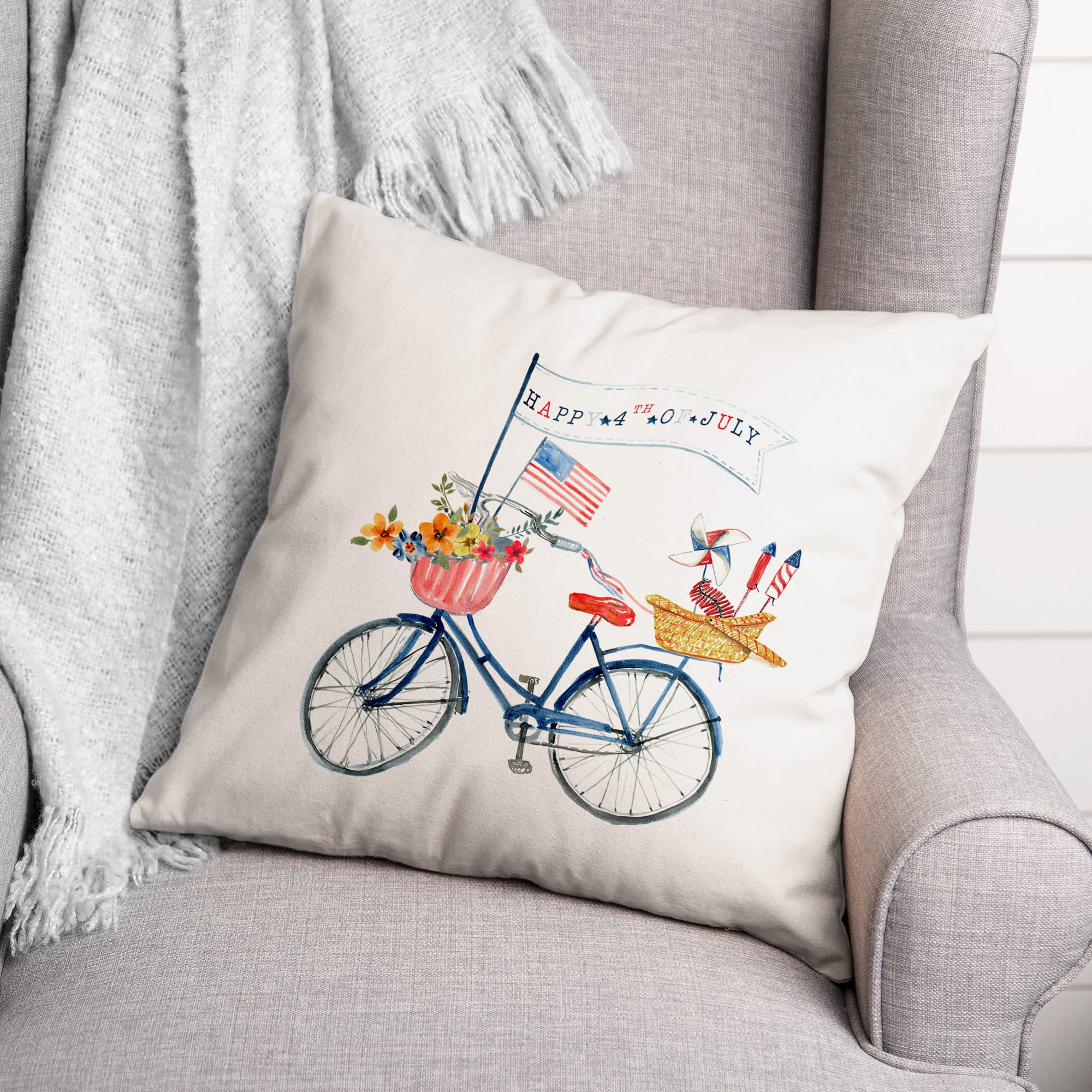 USA Bike Throw Pillow