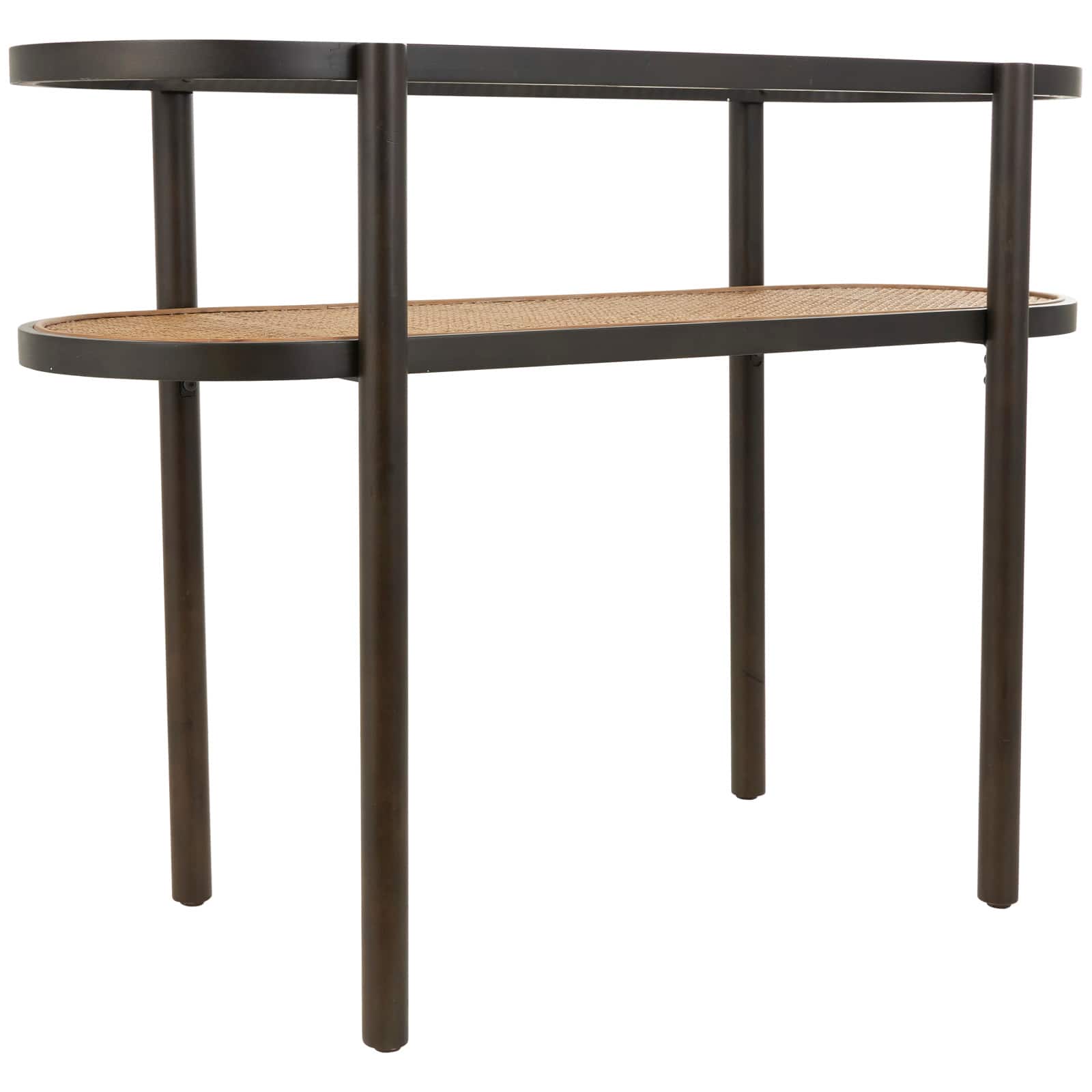 Brown Rattan Console Table with Pressed Tempered Glass Top