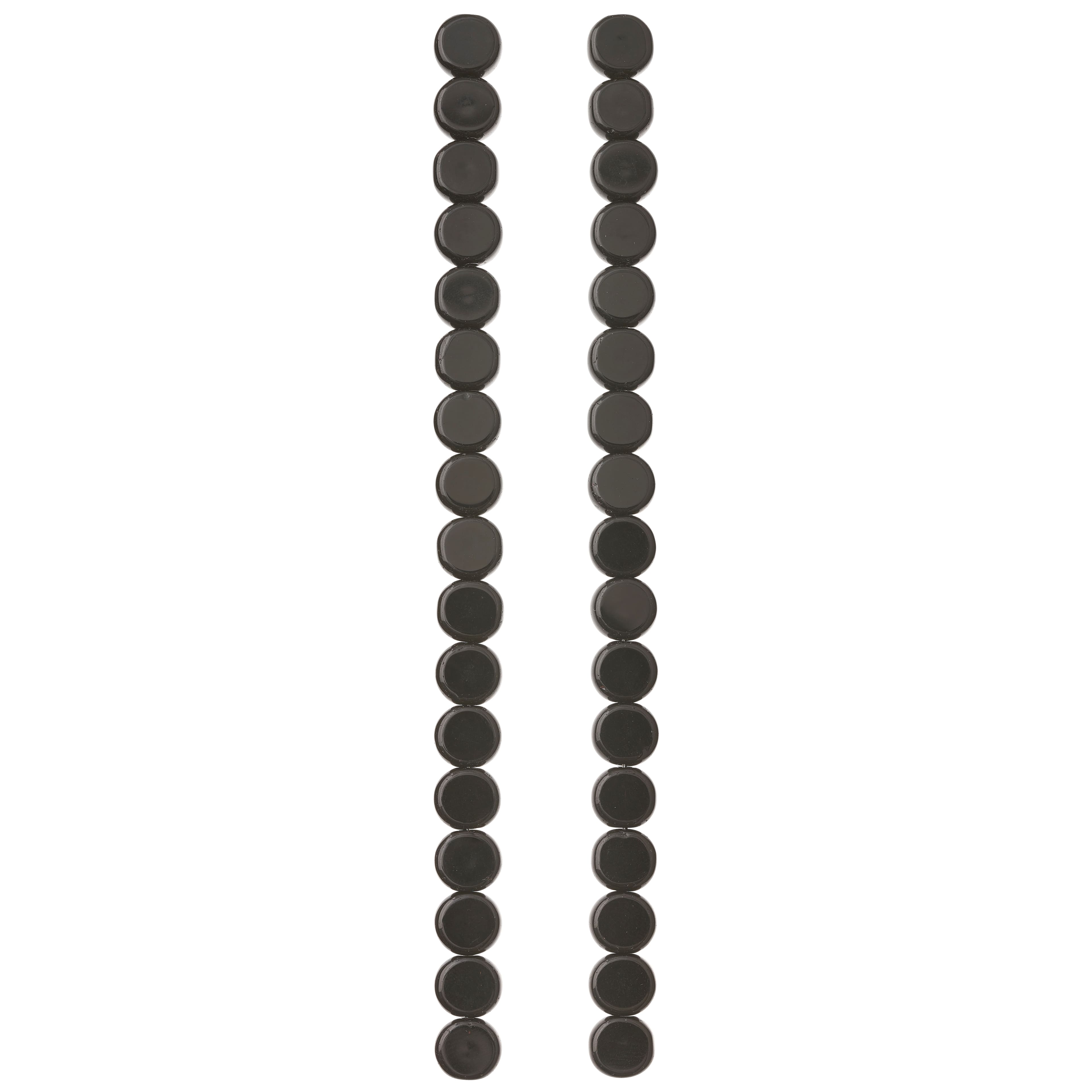 Jet Black Coin Glass Beads, 10mm by Bead Landing™