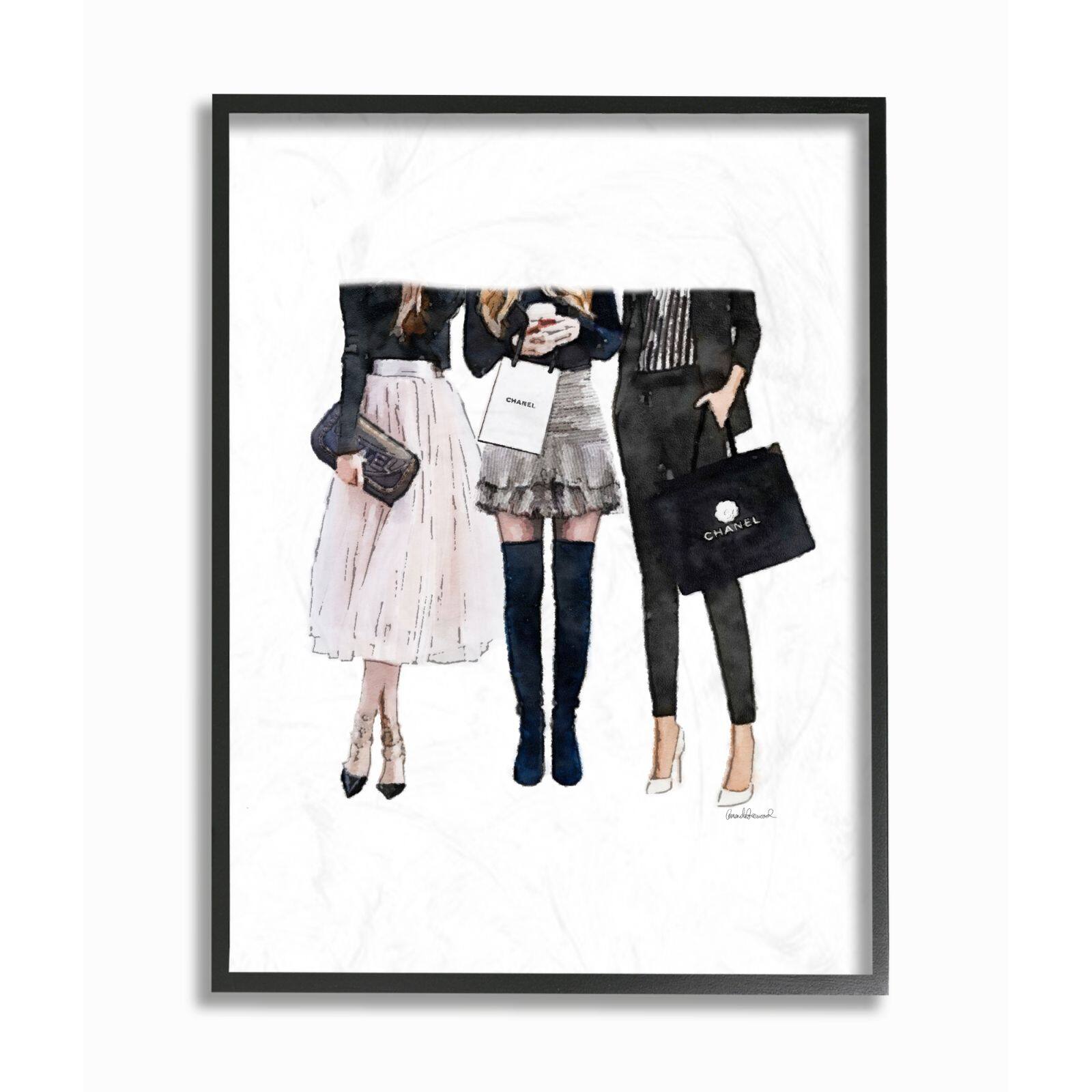 Stupell Industries Fashion Models Glam Brands Watercolor Framed Wall Art