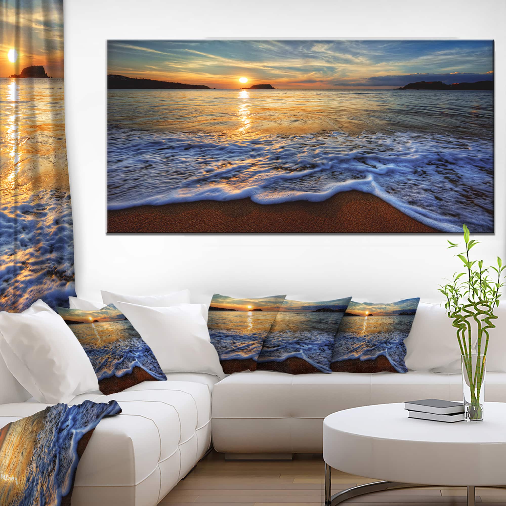 Designart - Peaceful Sandy Beach with Waves - Extra Large Canvas Art Print