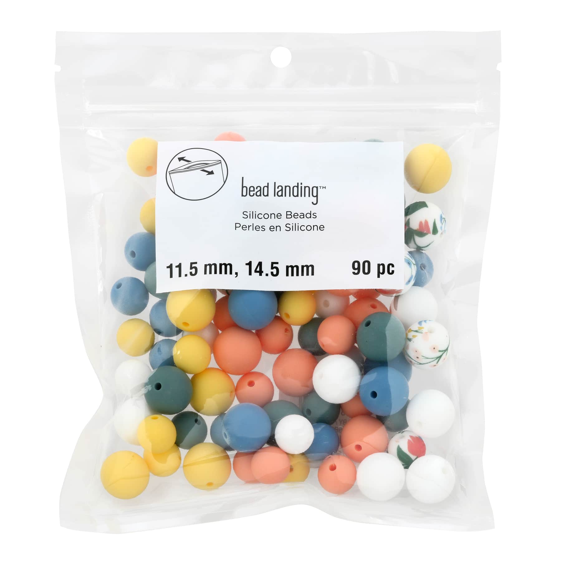 Flower Print Silicone Round Beads Mix by Bead Landing™
