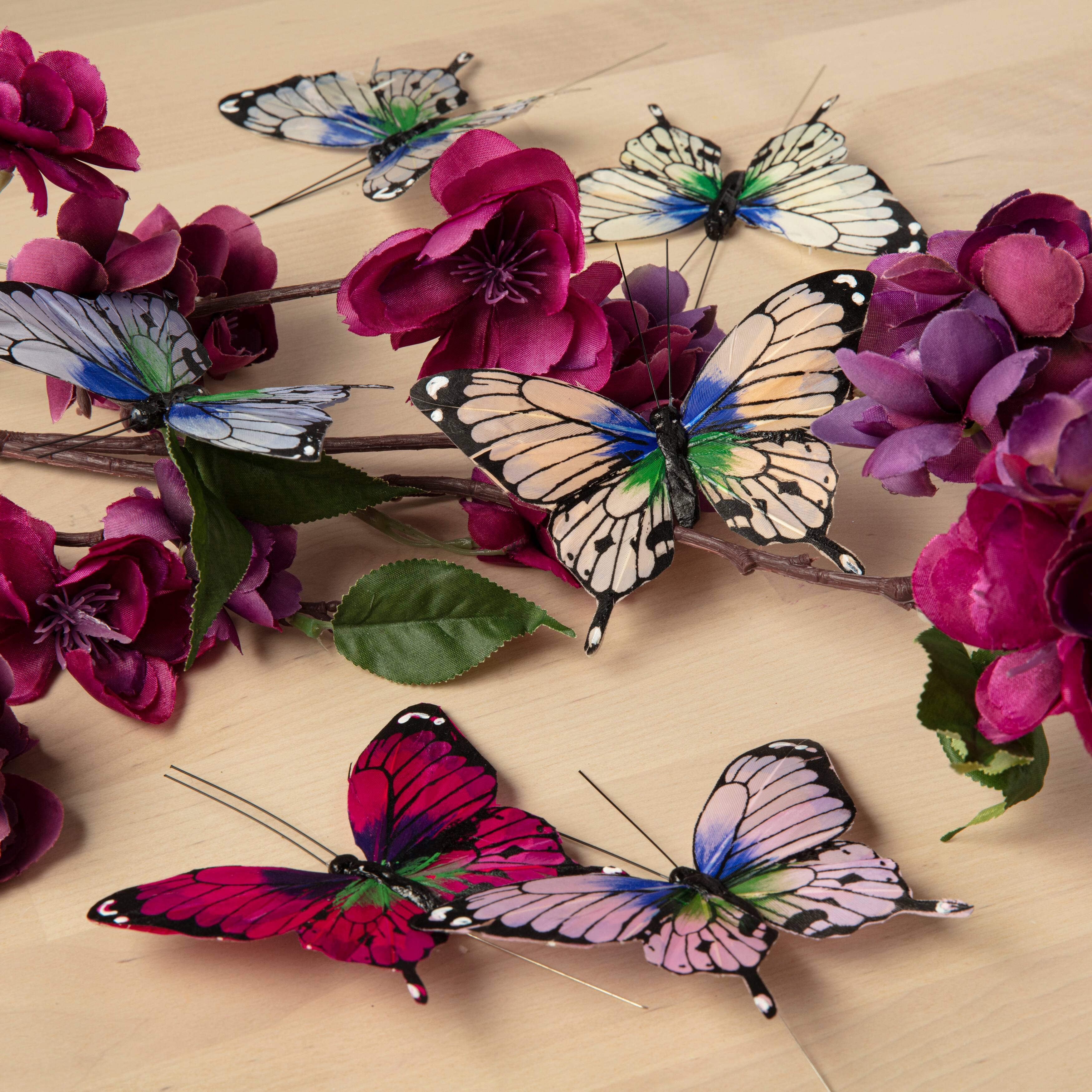 6 Packs: 6 ct. (36 total) 4.5" Blue & Purple Feather Butterflies by Ashland®