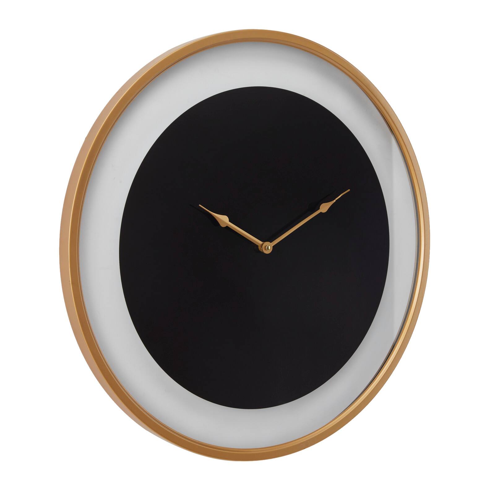 24" Black Metal Wall Clock with Gold Accents