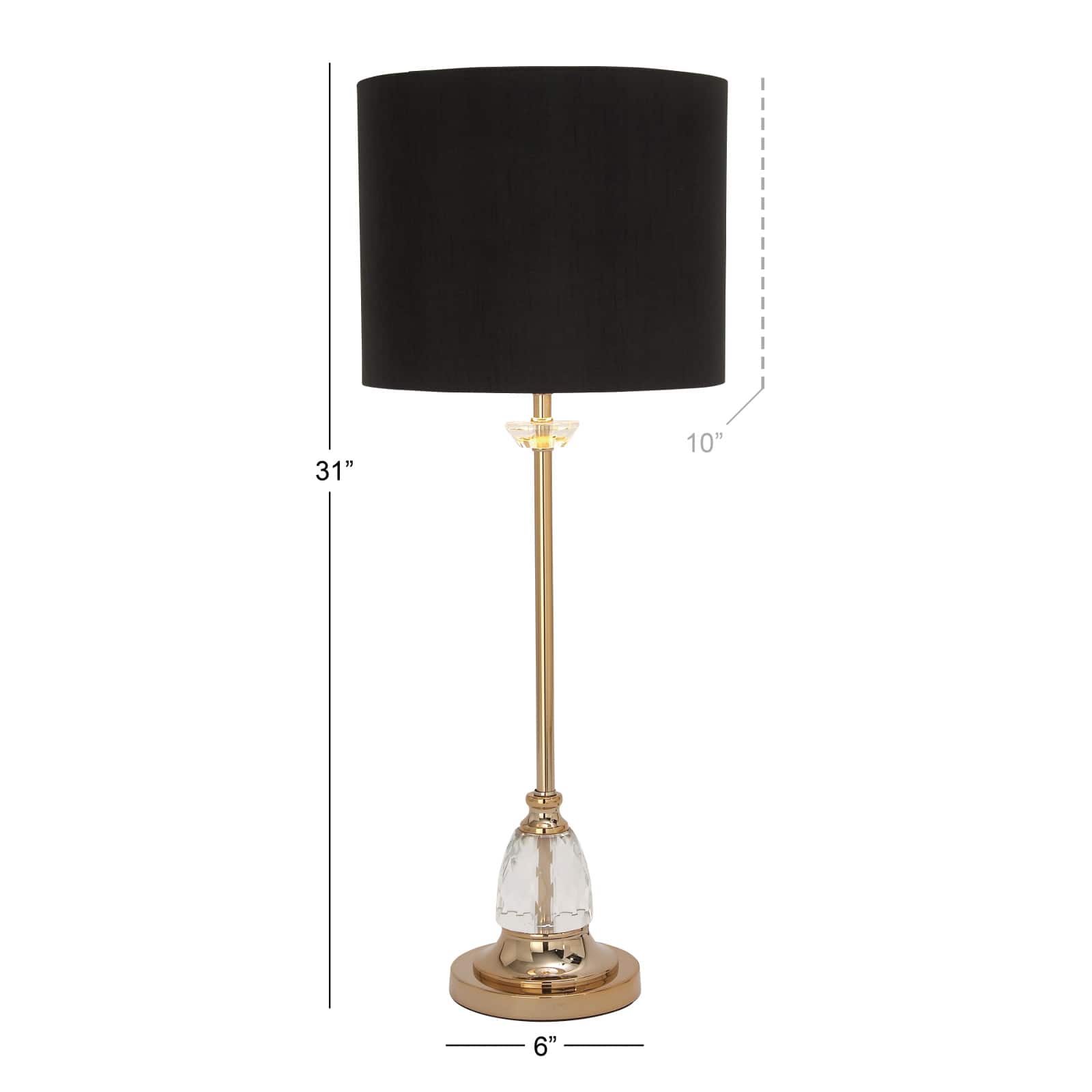 30" Glam Black Metal & Crystal Glass Buffet Lamp