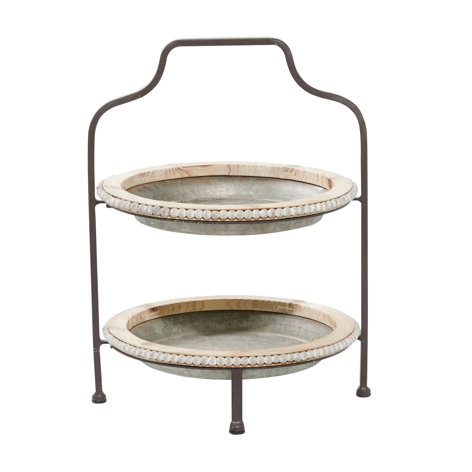 Gray Metal Farmhouse Tiered Server, 20" x 16" x 15"