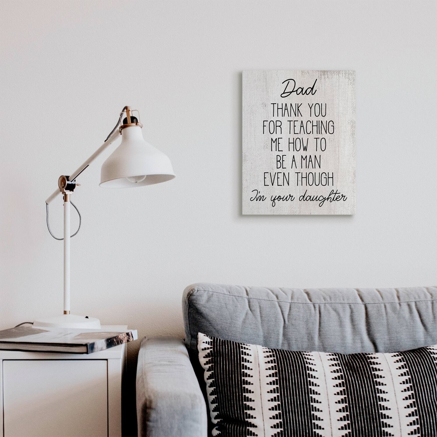 Stupell Industries Dad Thank You Phrase Family Daughter Humor Canvas Wall Art