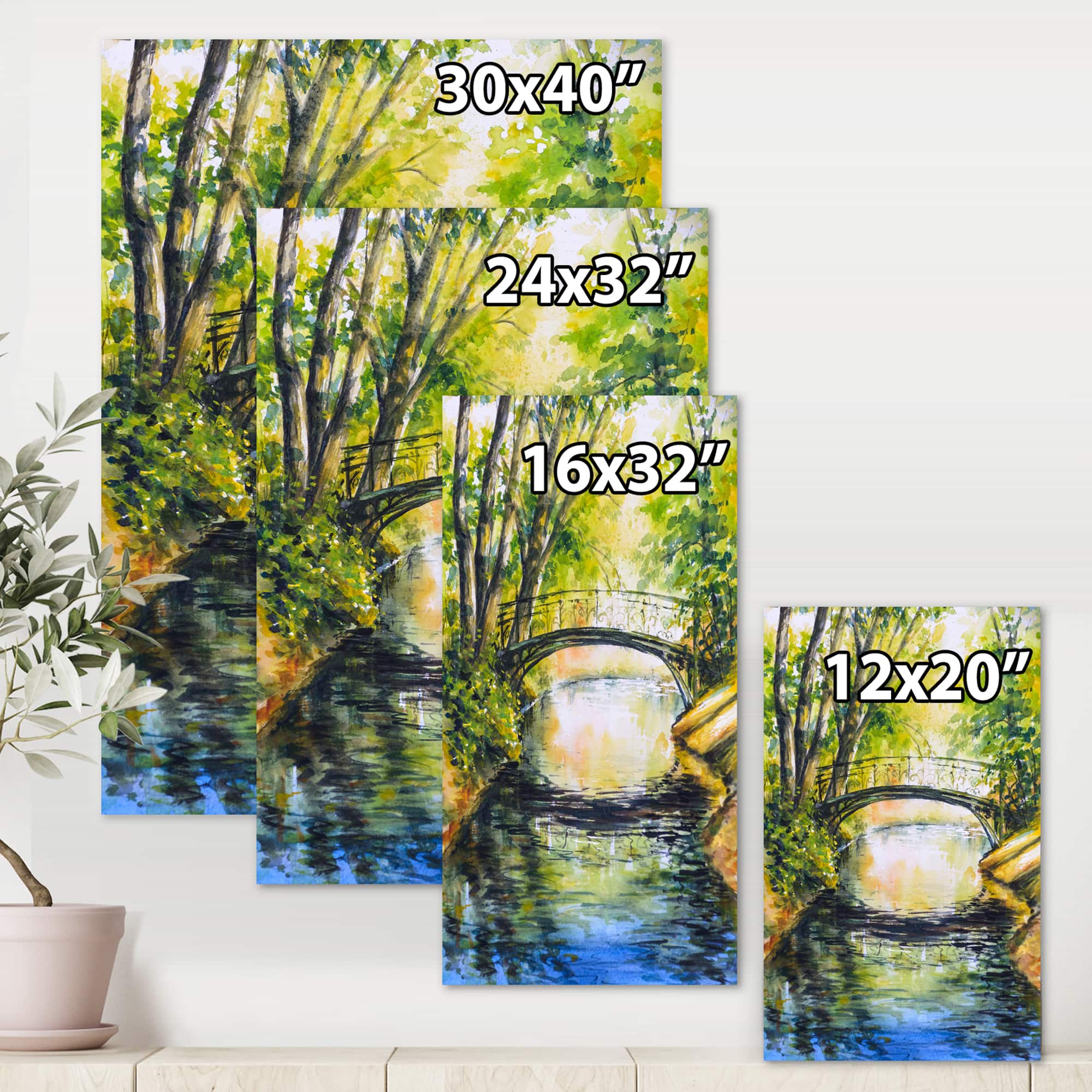 Designart - Bridge Over Troubled Water In Forest Park - Lake House Canvas Wall Art Print