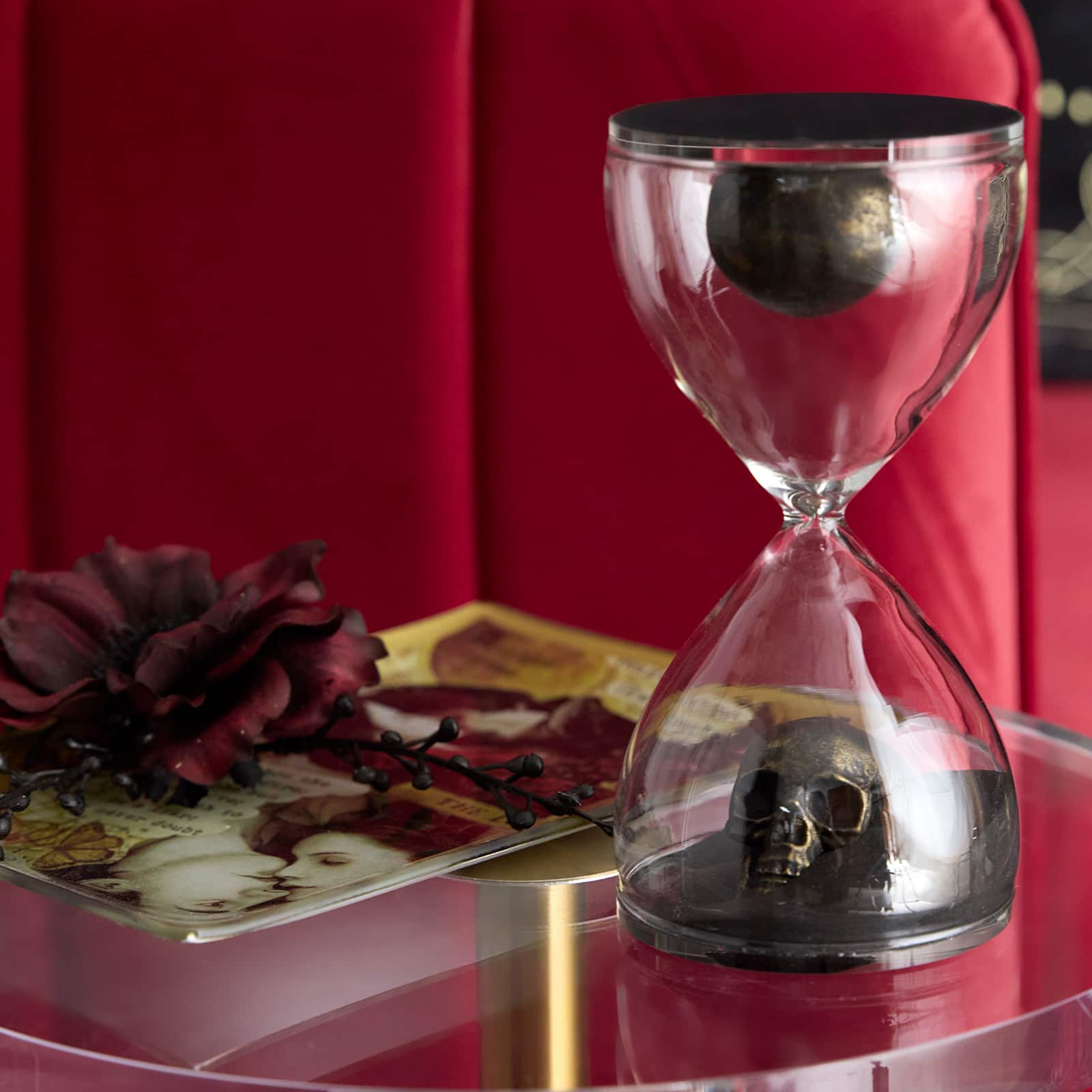 6.5" Antique Gold Skull Hourglass Tabletop Décor by Ashland®