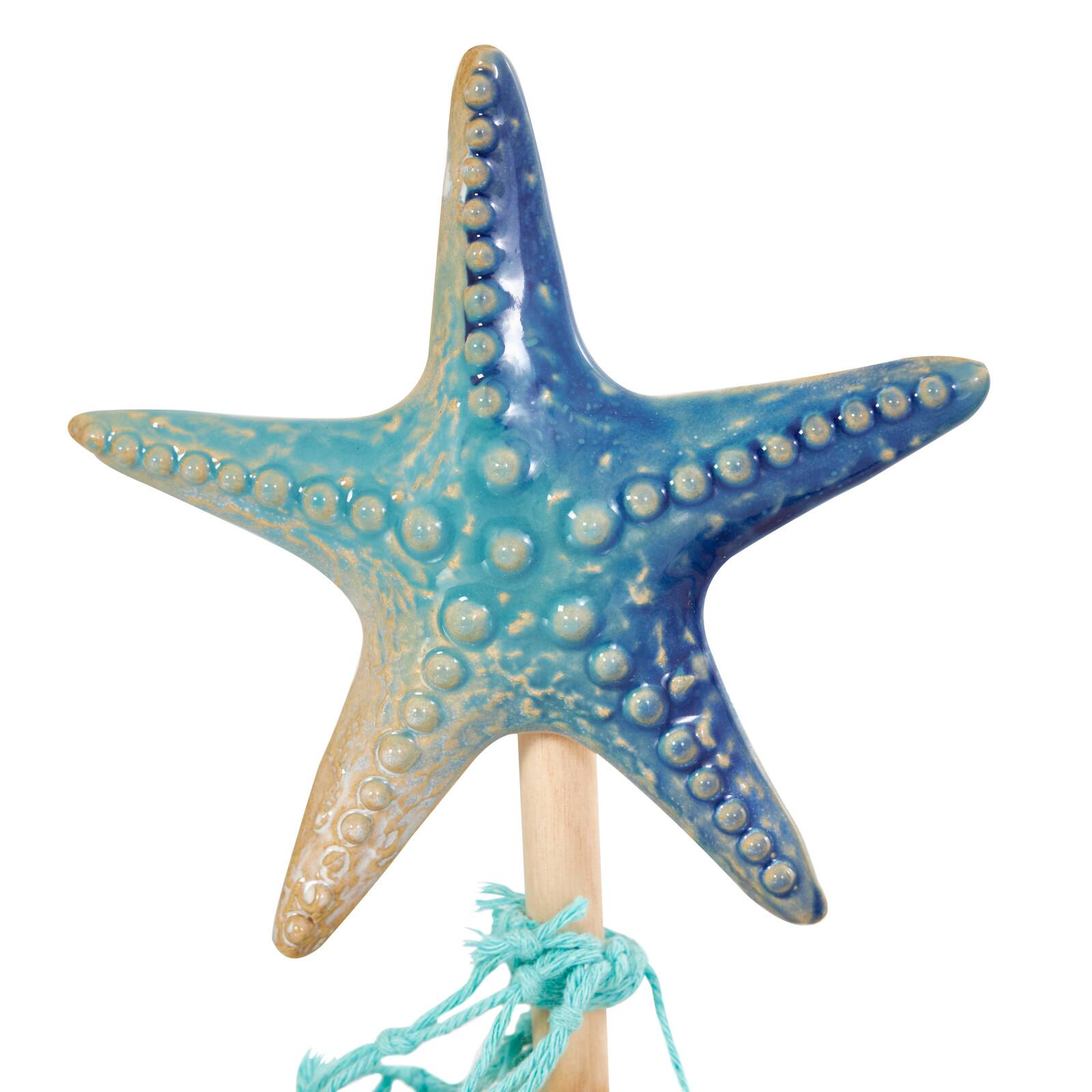 11" Blue Ceramic Sea Life Ombre Sculpture Set