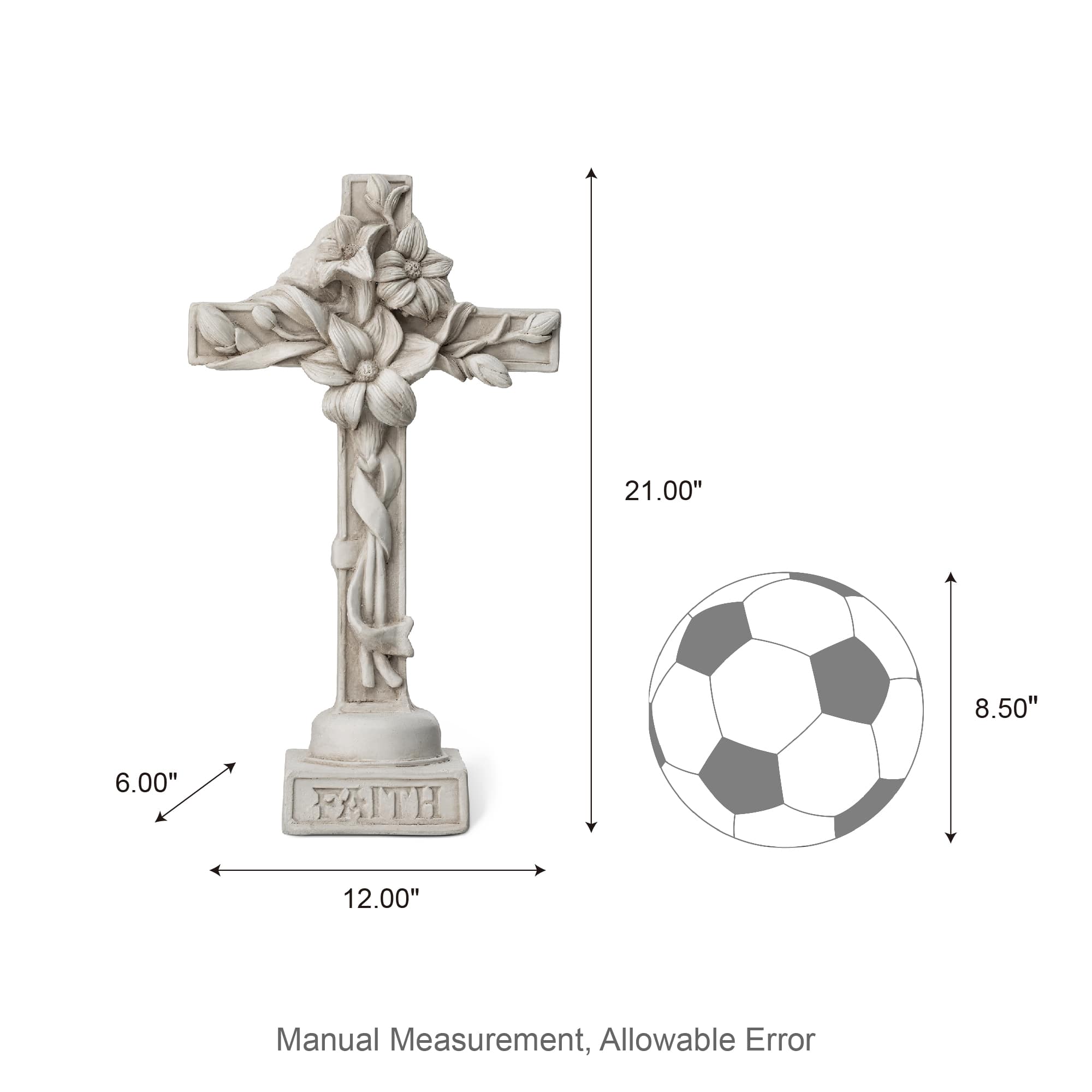 Glitzhome® 21" Holy Cross with Lily Garden Statue