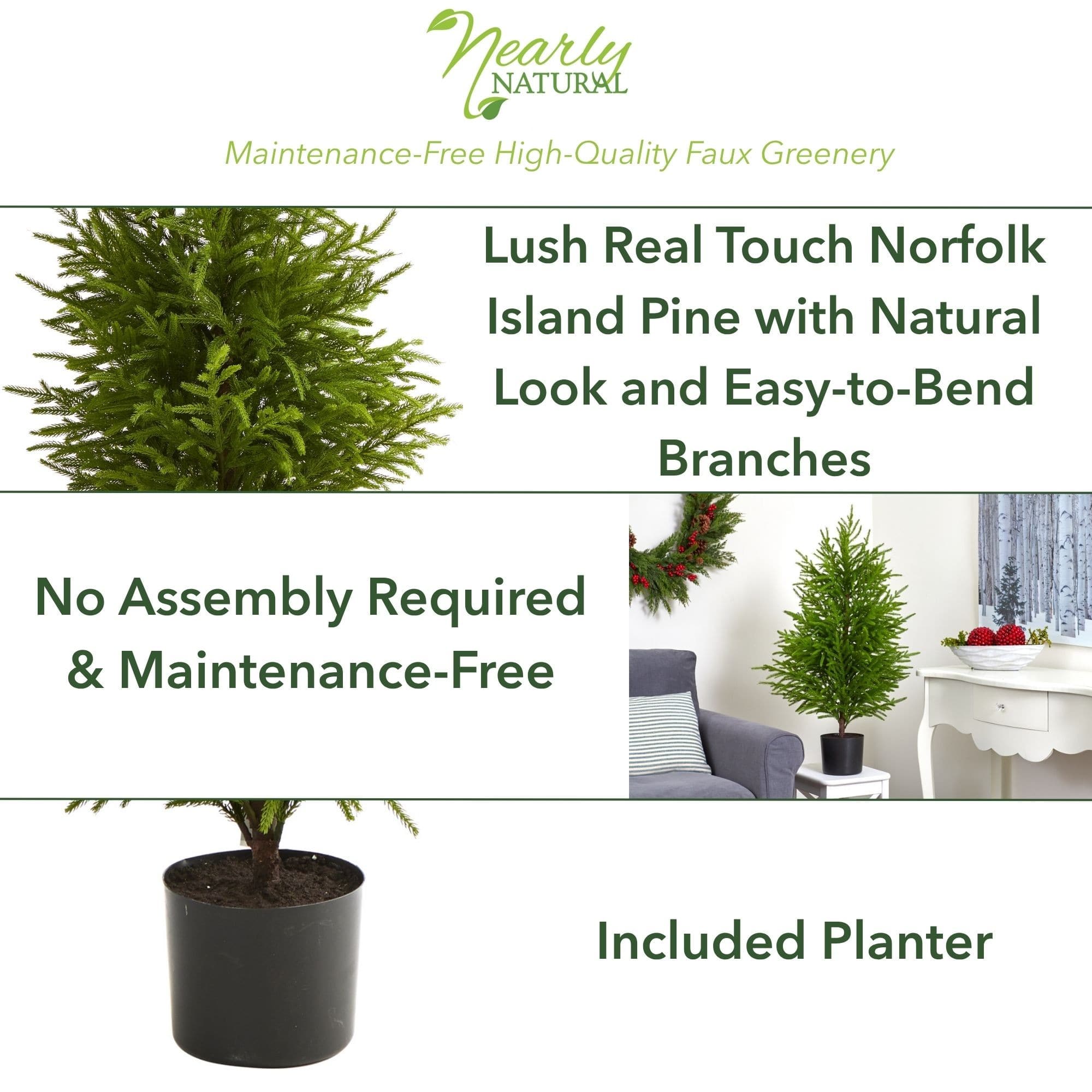 3.5ft. Unlit Norfolk Island Pine Natural Look Artificial Christmas Tree