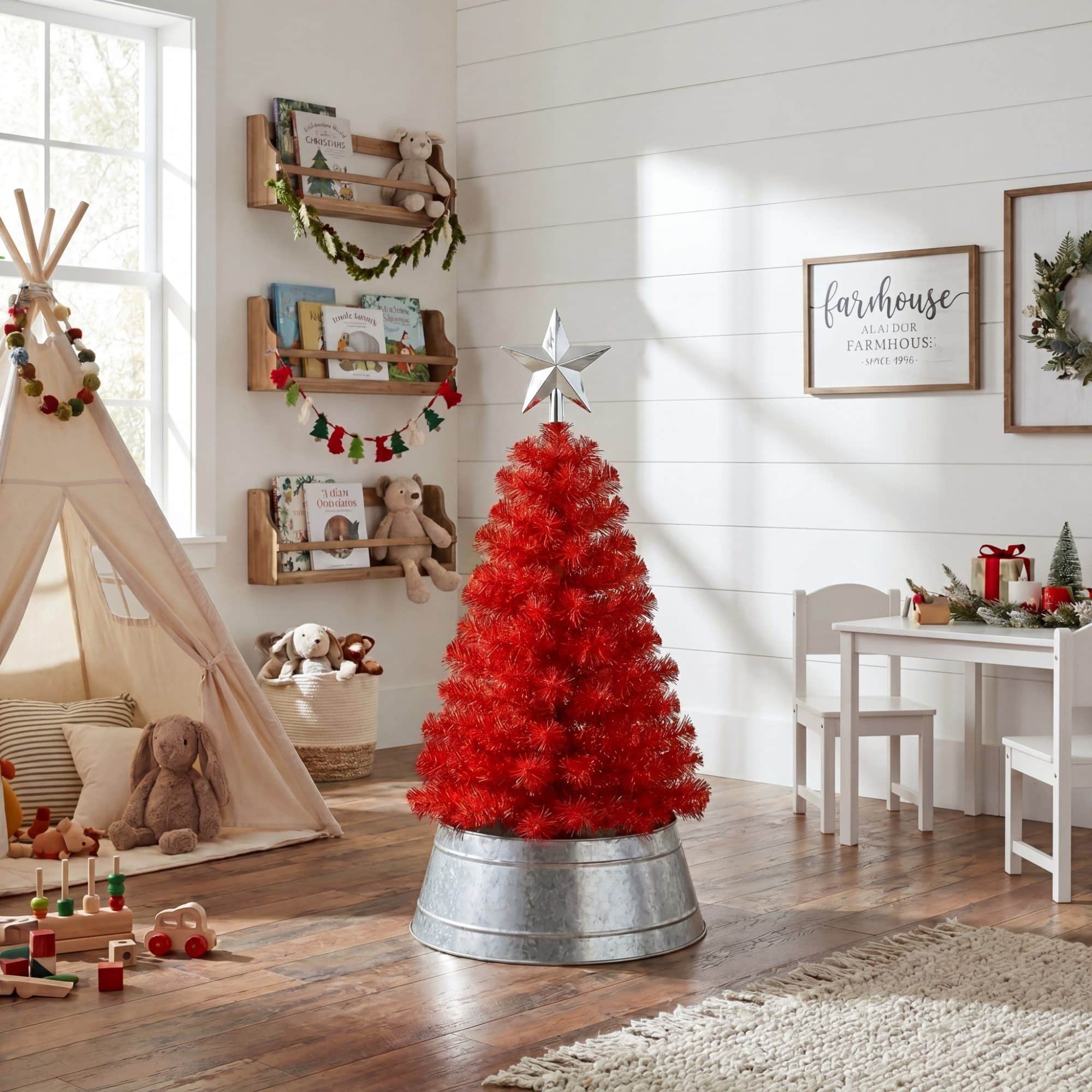 Nearly Natural 3ft. Unlit Red Artificial Christmas Tree