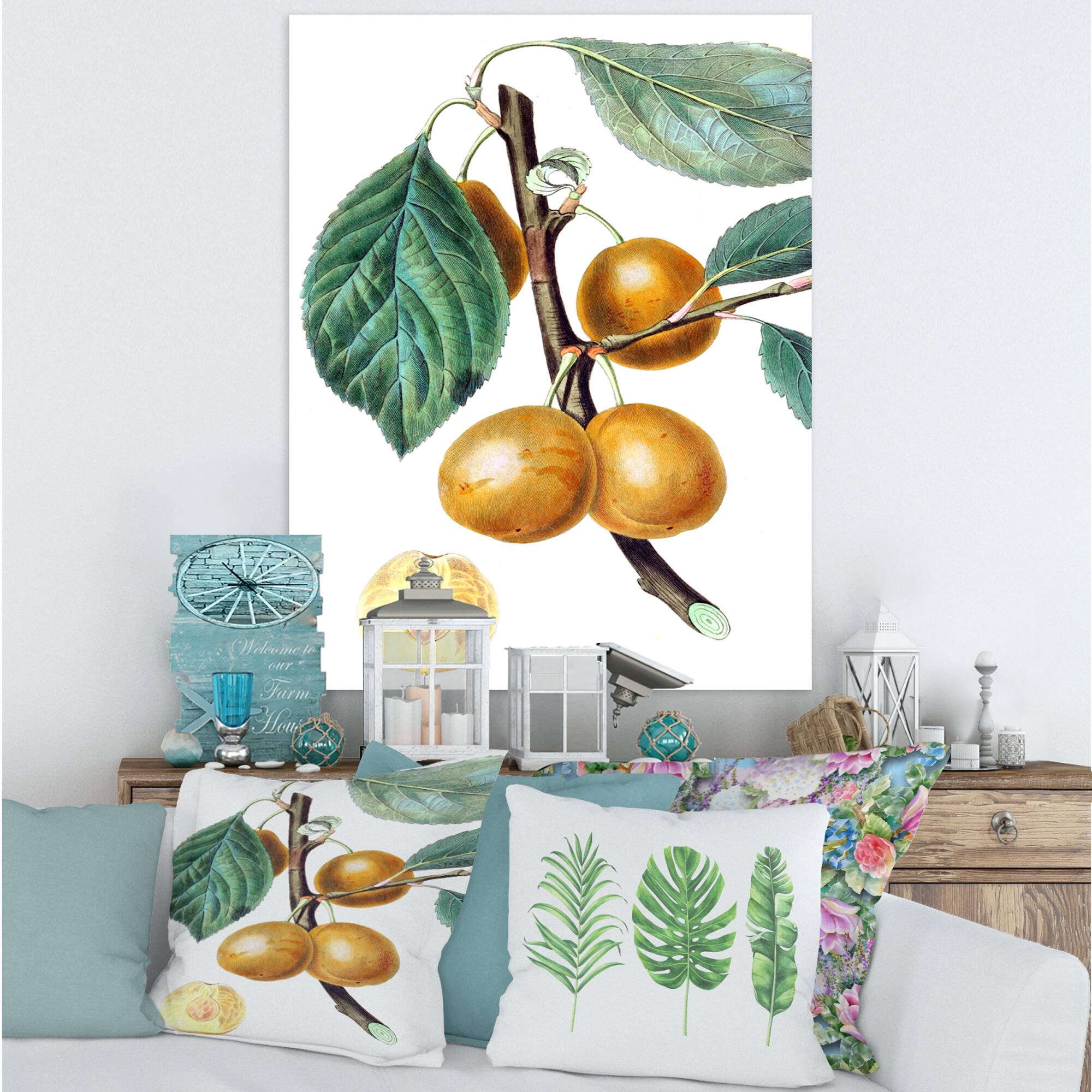 Designart - Vintage Fruits II - Farmhouse Canvas Wall Art Print