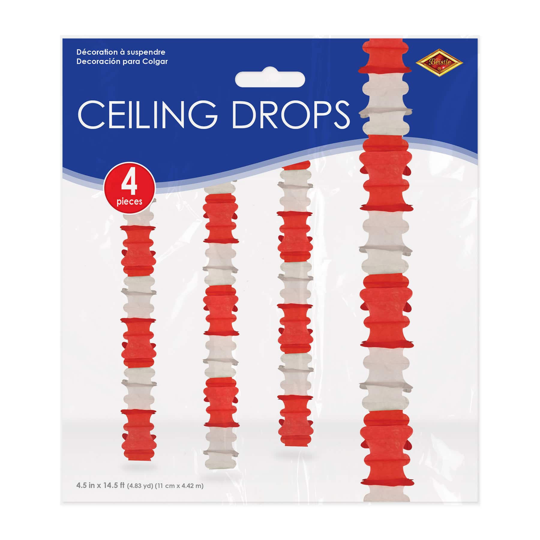 Beistle 14.5ft. Red & White Ceiling Drops, 4ct.