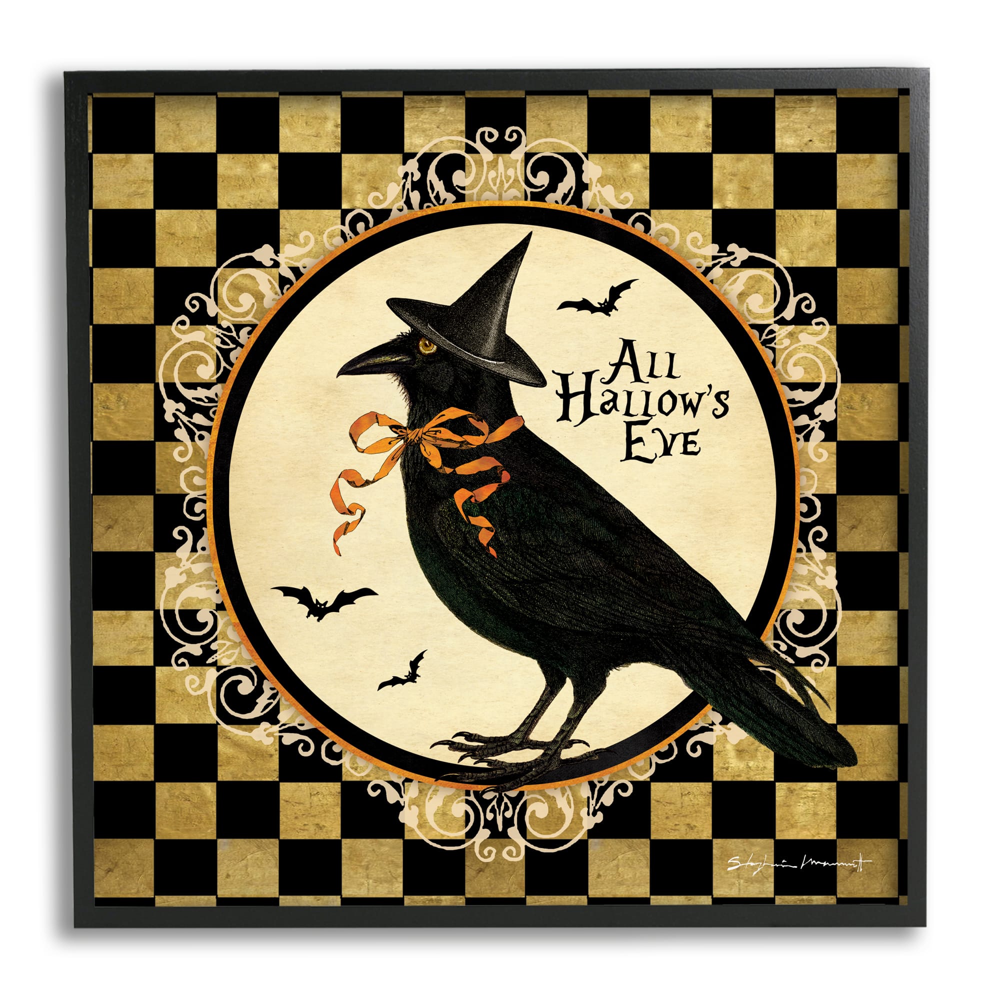 Stupell Industries All Hallow's Eve Halloween Crow Framed Giclee Art