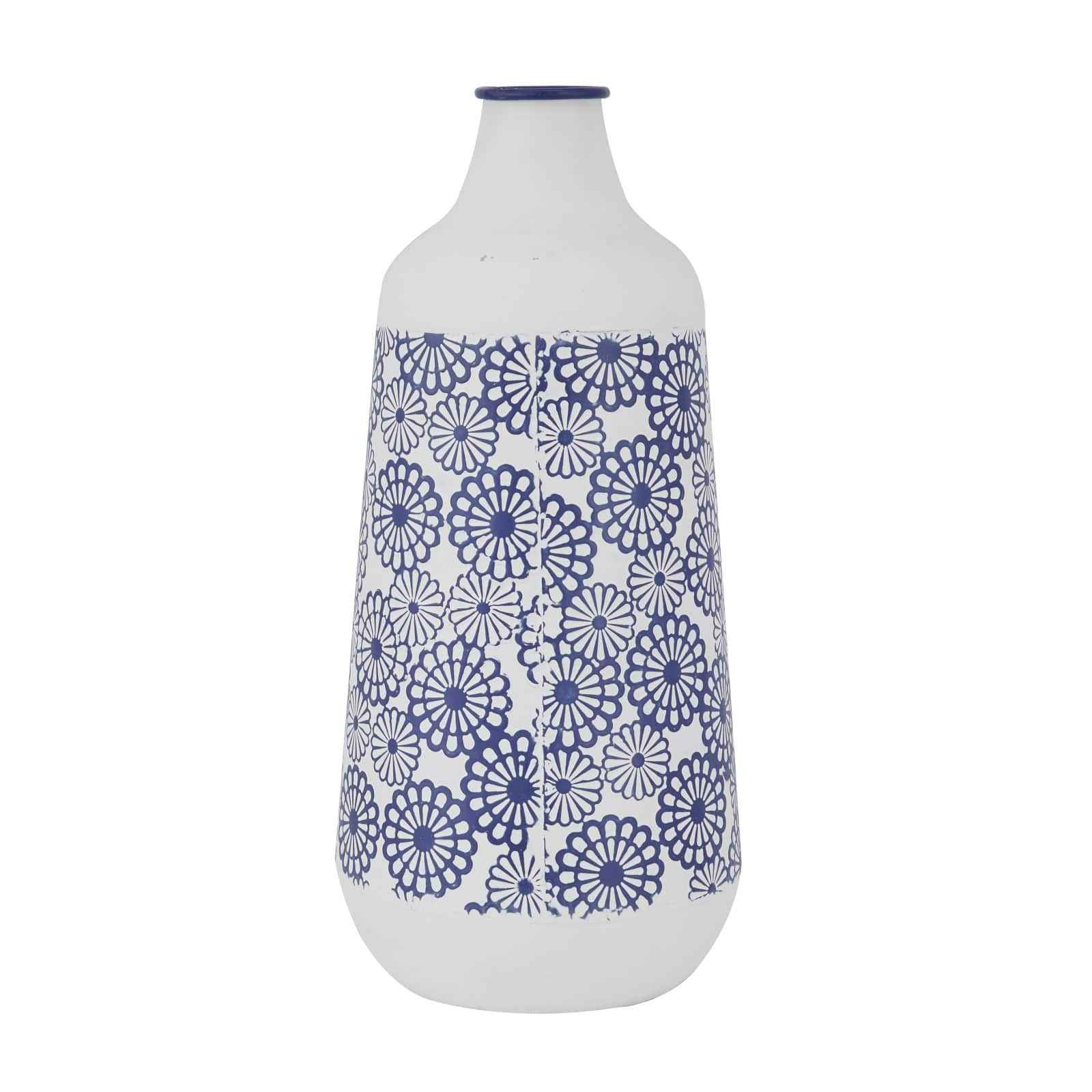 White Iron French Country Vase, 22" x 13" x 10"