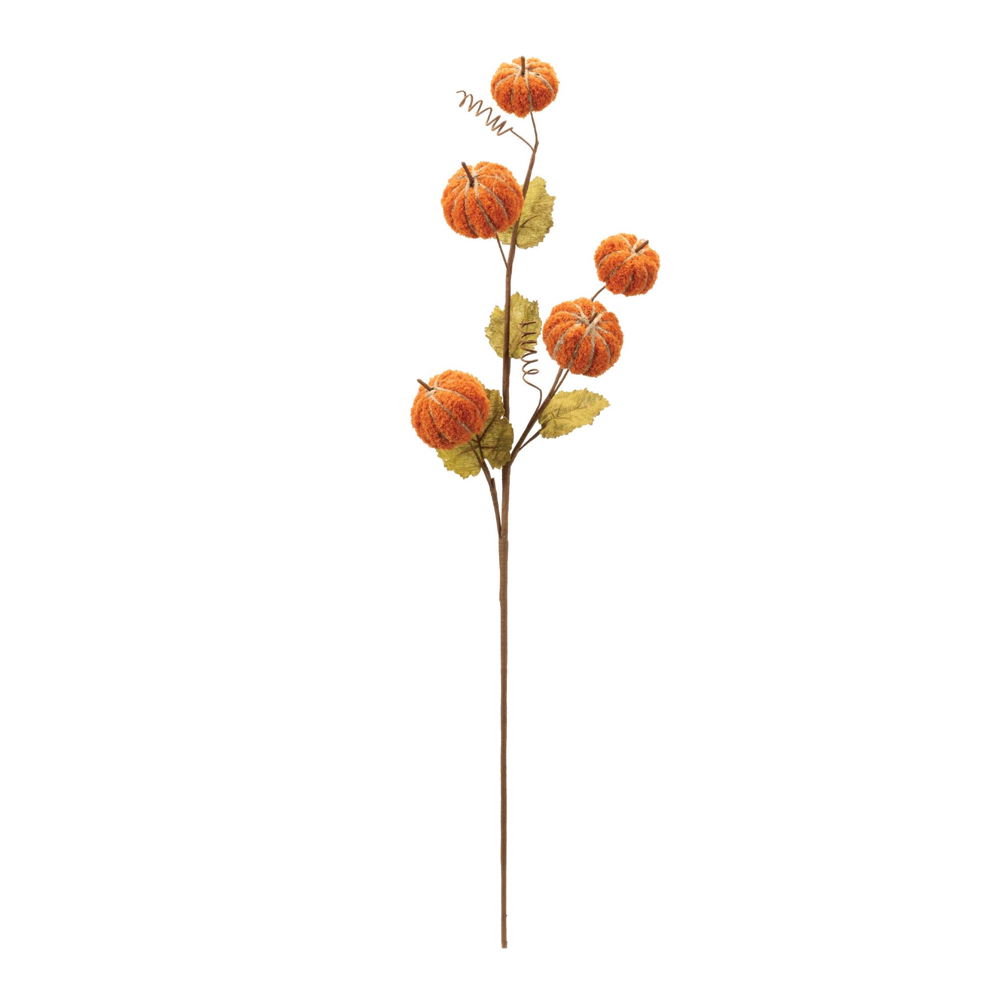 Melrose; Melrose 30.5" Orange & Green Artificial Plush Fall Pumpkin Sprays, 2ct.; Category:Stems; Image:5