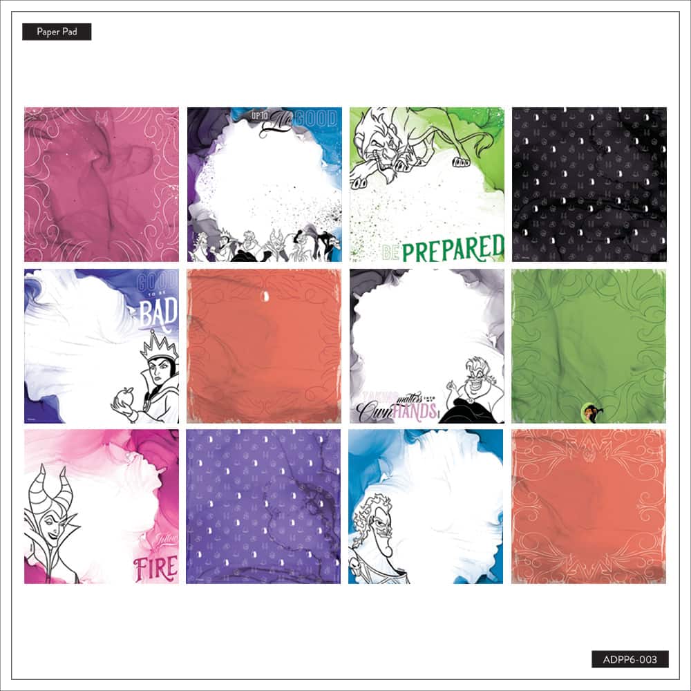 The Happy Planner® Disney© Villans 6" x 6" Scrapbooking Paper Pad, 24 Sheets