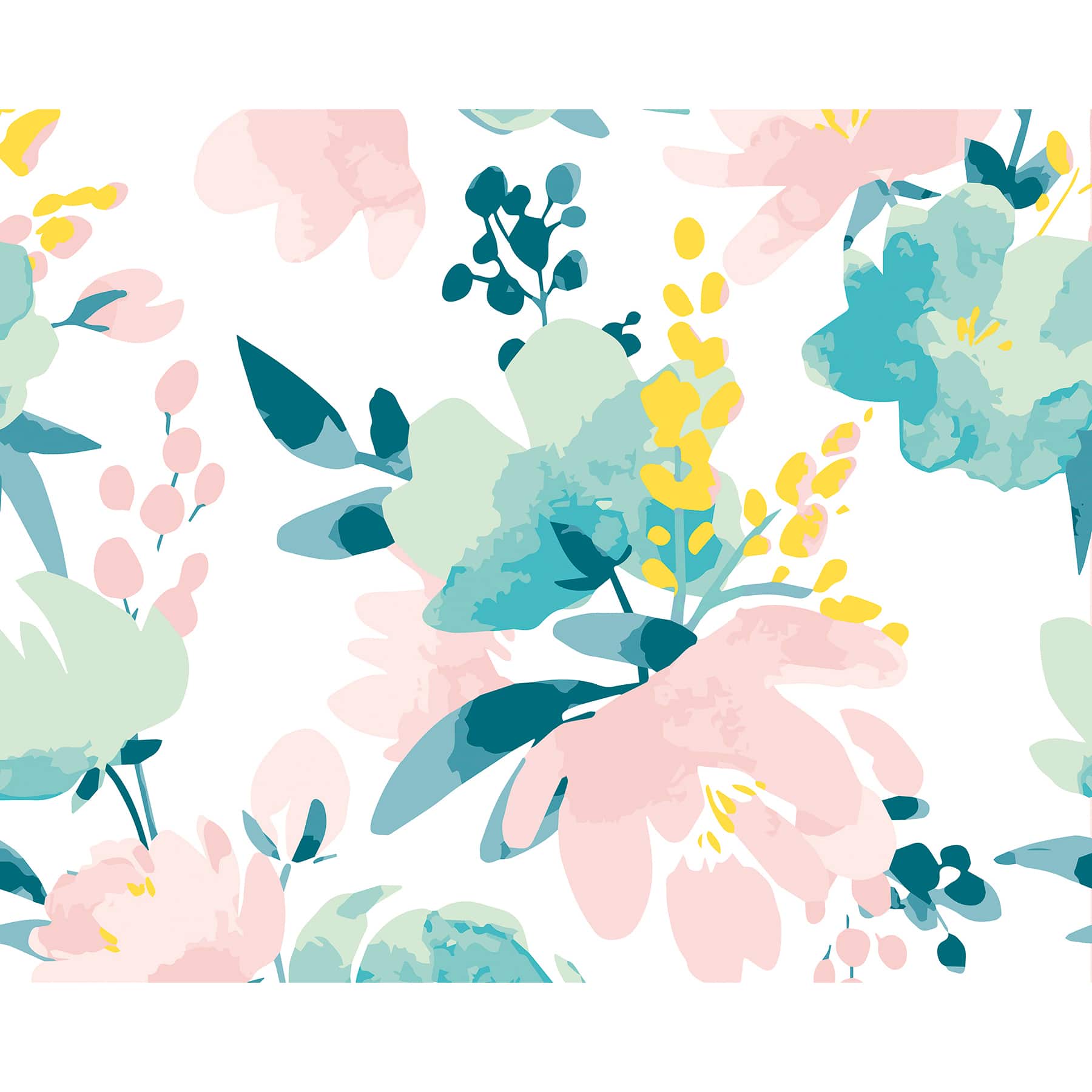 Ohpopsi Delicate Watercolor Flowers Wall Mural