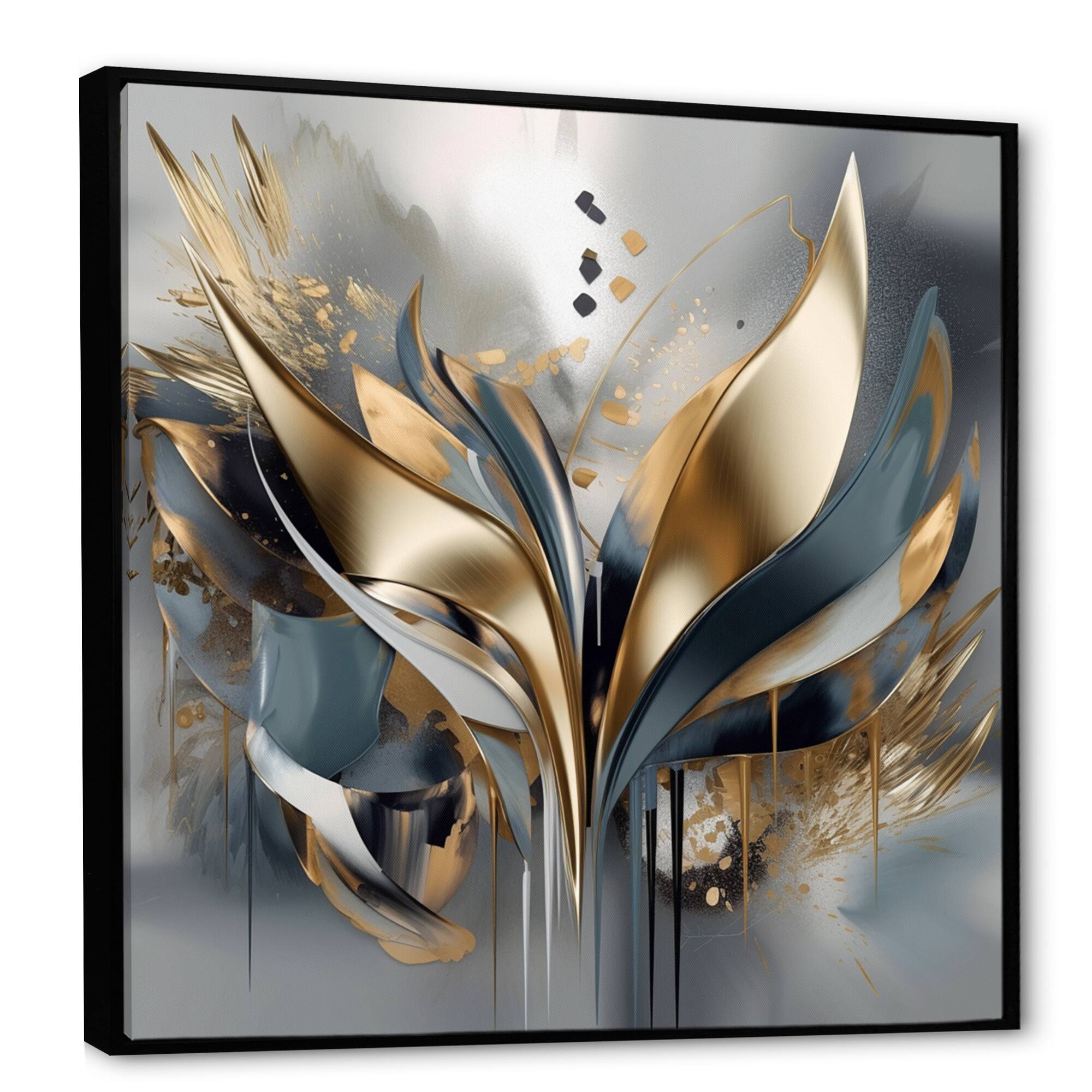 Designart "Abstract Shapes And Lines Iv" Abstract Marble Framed Canvas Print