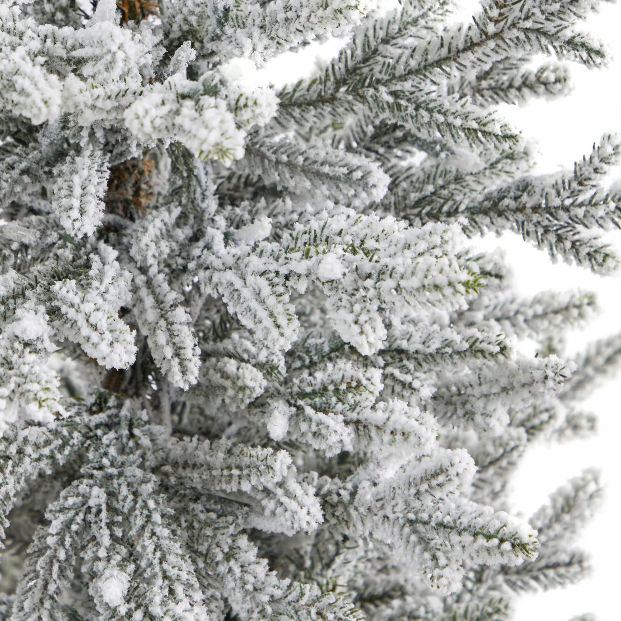 4.75ft. Pre-Lit Flocked Fraser Fir Artificial Christmas Tree in Tower Planter