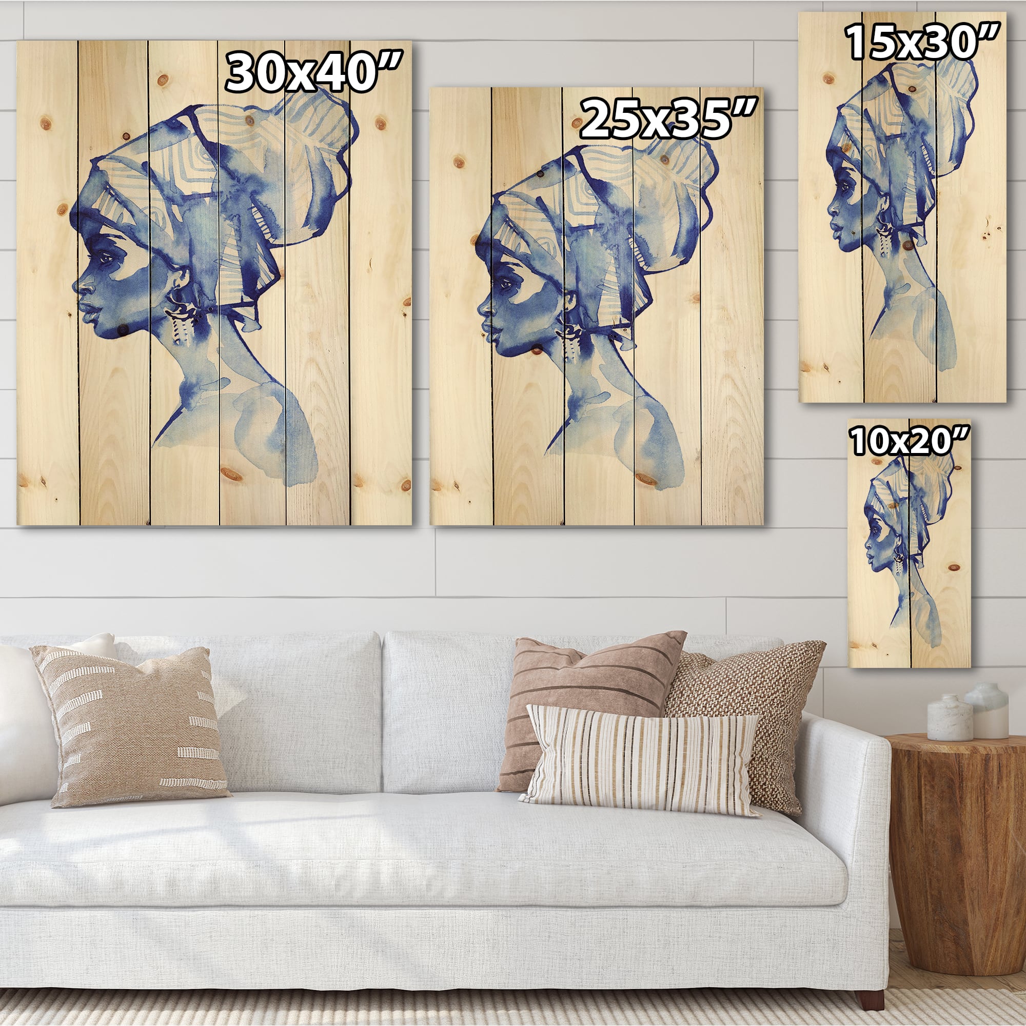 Designart - Blue Fashion Portrait of Afro American Woman