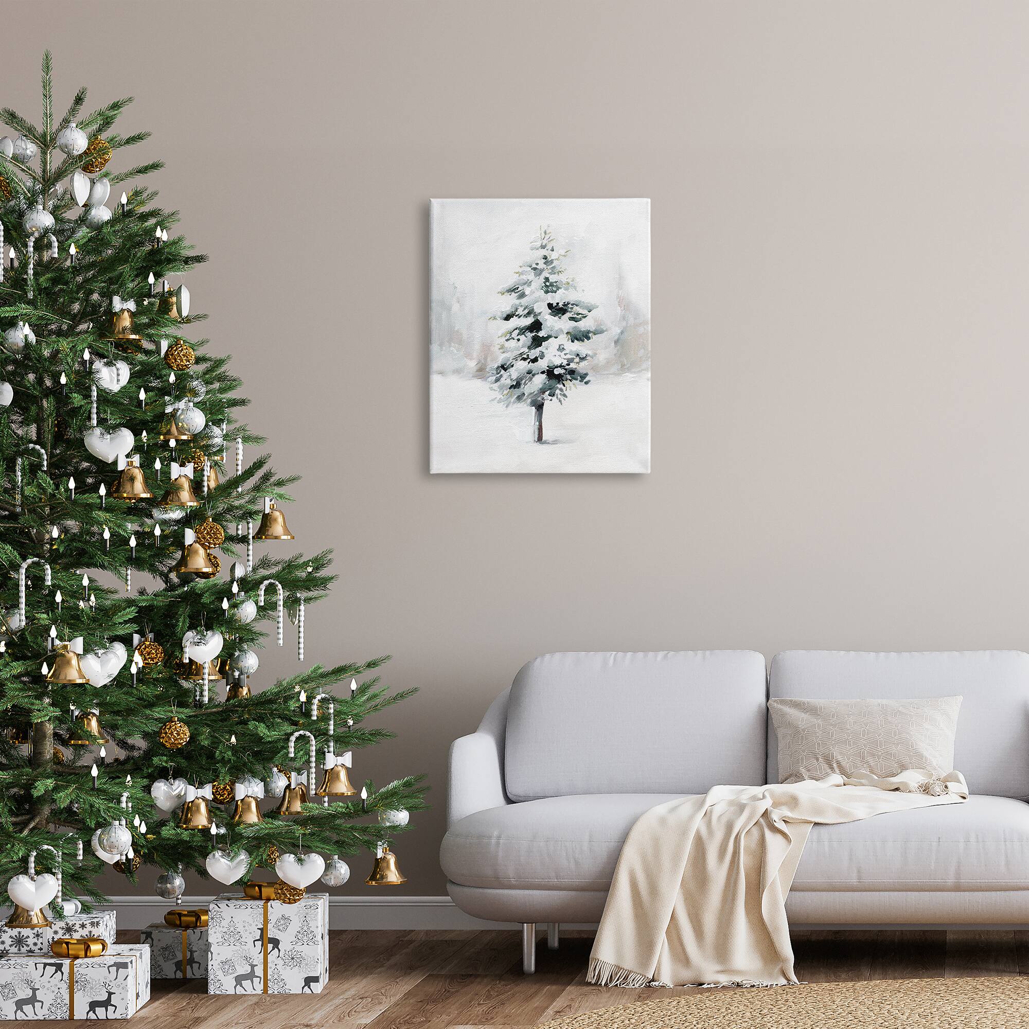 Stupell Industries Wintery Snow Tree Scene Canvas Wall Art