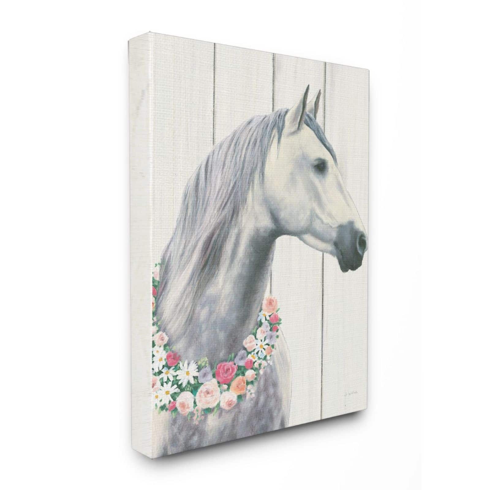Stupell Industries Spirit Stallion Horse With Flower Wreath Wall Art